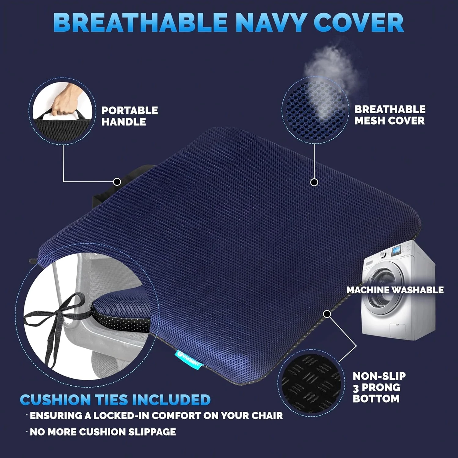 بالشتک ژله ای صندلی برای نشستن طولانی مدت - فوق العاده بزرگ و بسیار ضخیم (2 اینچ) - بالشتک صندلی اداری برای تسکین فشار، سیاتیک، درد لگن و کمر - صندلی ماشین، ویلچر، صندلی راننده کامیون - دارای بندهای ضد لغزش