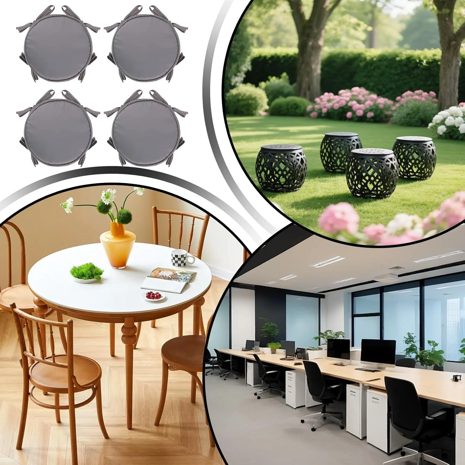 بالشتک های گرد صندلی بیسترو، پدهای ضد آب گرد برای صندلی، بالشتک های ضخیم و قابل تنظیم برای چهارپایه، مناسب برای بالکن، حیاط، کافه، ایوان، آشپزخانه، فضای داخلی و خارجی