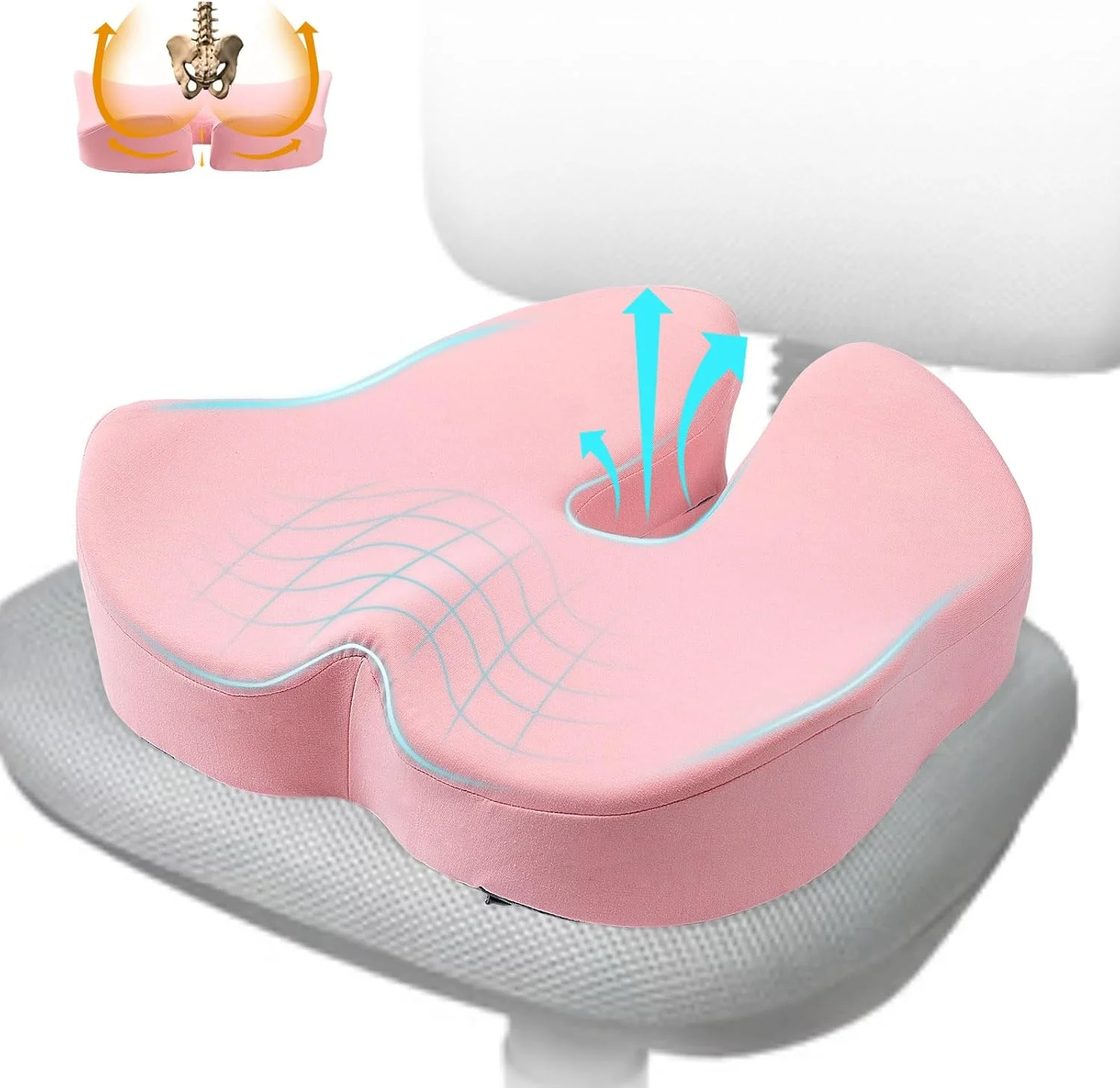 بالشتک صندلی فوم حافظه دار بزرگ DAPOTUGI برای صندلی اداری، برای پشتیبانی از کمر، تسکین سیاتیک و درد دنبالچه، برای نشستن طولانی مدت، برای صندلی ماشین/اداری/ویلچر (صورتی) بالشتک صندلی فوم حافظه دار بزرگ DAPOTUGI برای صندلی اداری، برای پشتیبانی از کمر، تسکین سیاتیک و درد دنبالچه، برای نشستن طولانی مدت، برای صندلی ماشین/اداری/ویلچر (صورتی)