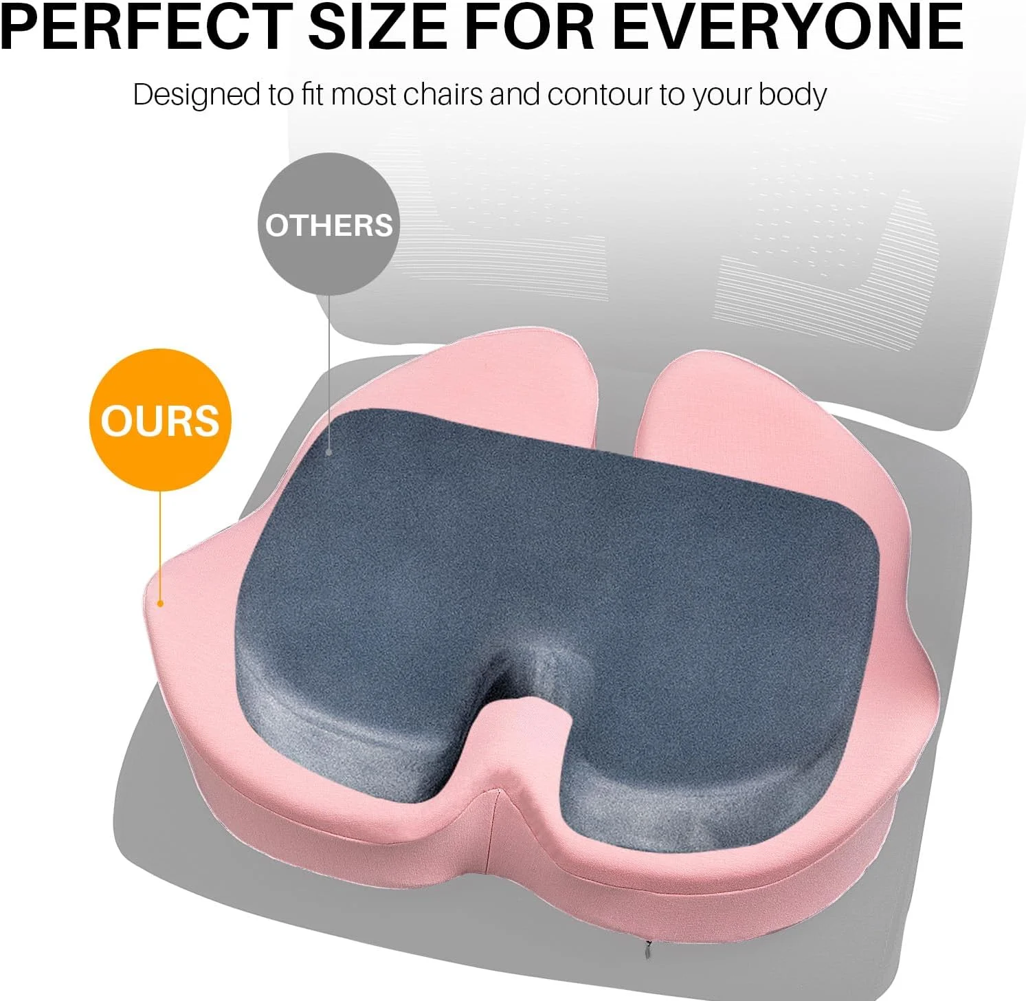 بالشتک صندلی فوم حافظه دار بزرگ DAPOTUGI برای صندلی اداری، برای پشتیبانی از کمر، تسکین سیاتیک و درد دنبالچه، برای نشستن طولانی مدت، برای صندلی ماشین/اداری/ویلچر (صورتی) بالشتک صندلی فوم حافظه دار بزرگ DAPOTUGI برای صندلی اداری، برای پشتیبانی از کمر، تسکین سیاتیک و درد دنبالچه، برای نشستن طولانی مدت، برای صندلی ماشین/اداری/ویلچر (صورتی)