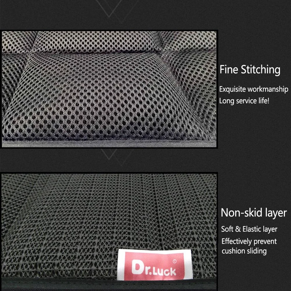 بالشتک صندلی ذغالی بامبو طبیعی DGQ، ضد لغزش، 45x45 سانتی متر - پد روکش صندلی خودرو و اداری (تک عددی، مشکی)