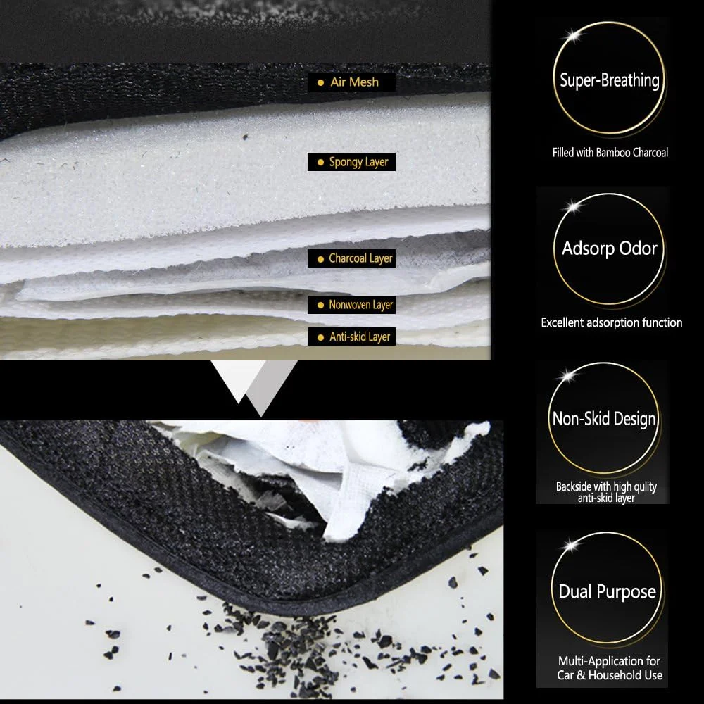 بالشتک صندلی ذغالی بامبو طبیعی DGQ، ضد لغزش، 45x45 سانتی متر - پد روکش صندلی خودرو و اداری (تک عددی، مشکی)