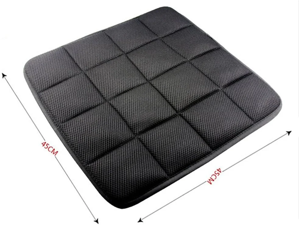 بالشتک صندلی ذغالی بامبو طبیعی DGQ، ضد لغزش، 45x45 سانتی متر - پد روکش صندلی خودرو و اداری (تک عددی، مشکی)