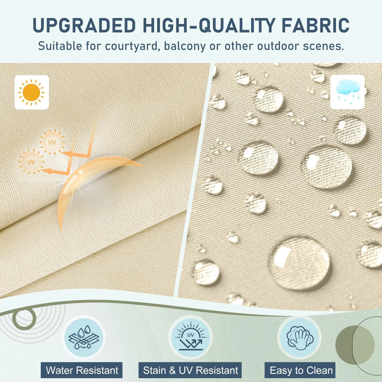 ست 2 عددی کوسن صندلی فضای باز Downluxe برای مبلمان پاسیو، کوسن های مبلمان پاسیو ضد آب و پر شده، کوسن ضخیم صندلی فضای باز، 48x48x12.5 سانتی متر، بژ