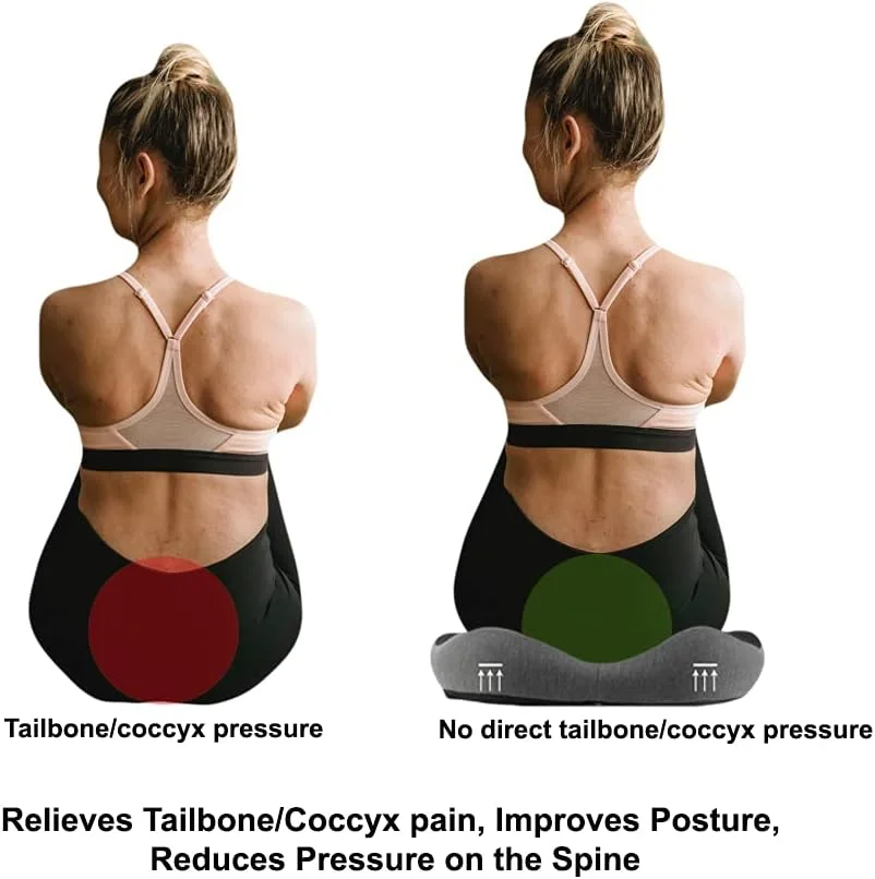 بالشتک صندلی دوناتی - بالشتک صندلی ارتوپدی ممتاز - فوم حافظه دار برای تسکین درد دنبالچه و سیاتیک، حلقه درمانی برای کاهش فشار برای صندلی ماشین، صندلی اداری و ویلچر