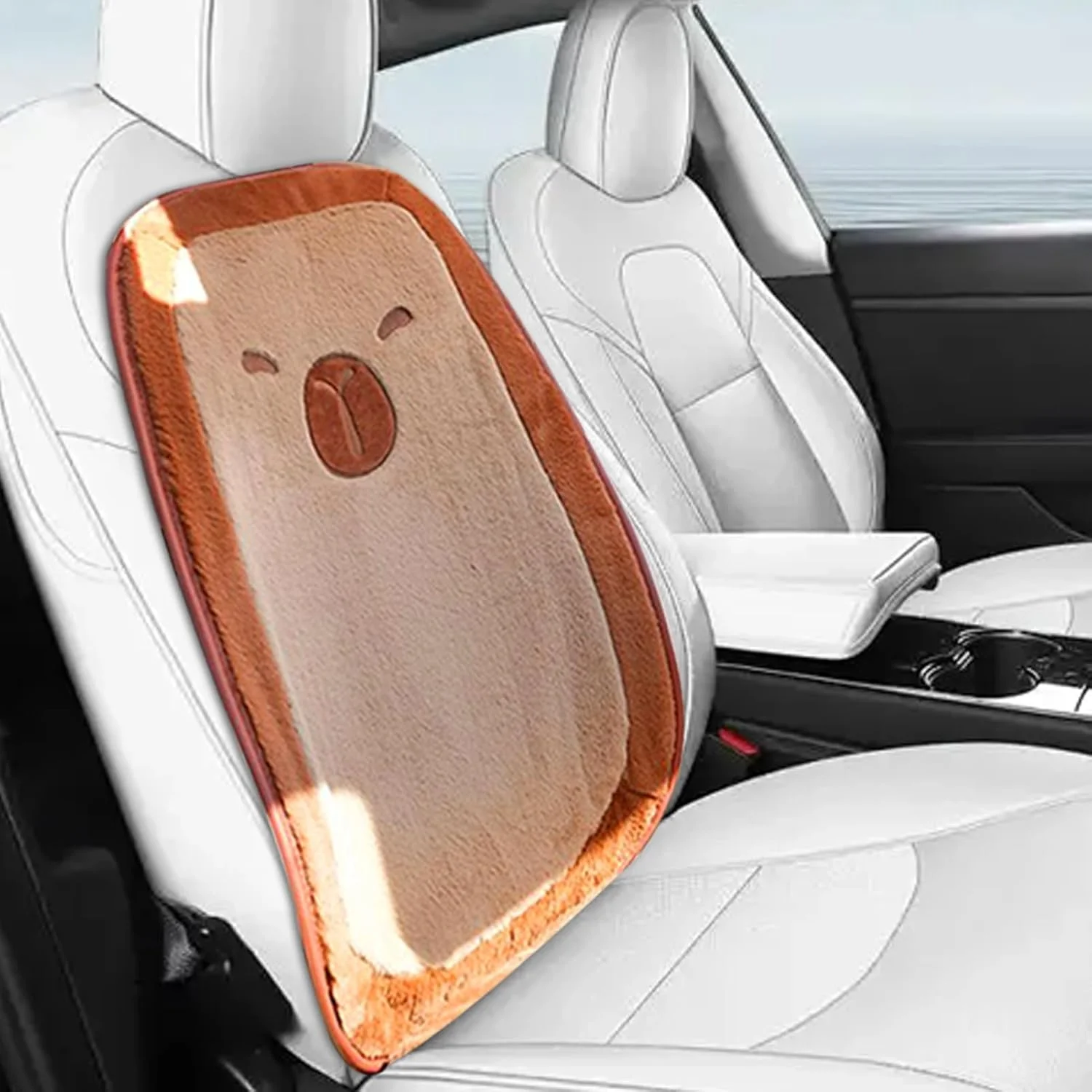 بالشتک صندلی خودرو، روکش صندلی جلوی پولیشی کاپيبارا - زیرانداز صندلی راحت برای کامیون، ون، شاسی بلند، رانندگی طولانی مدت، سفر جاده ای، مطالعه و زمان استراحت در خانه