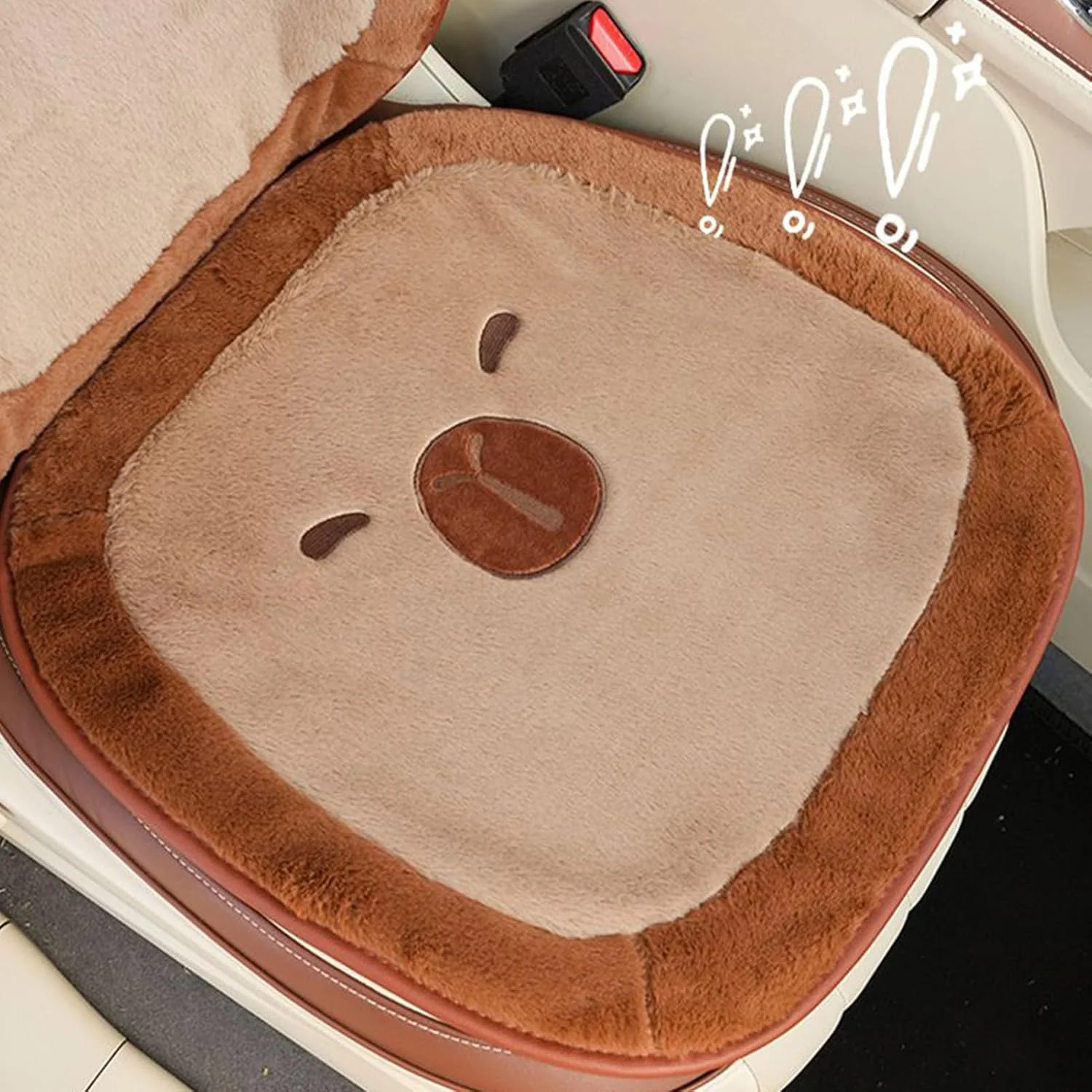 بالشتک صندلی خودرو | روکش صندلی جلوی مخمل کاپيبارا | زیرانداز صندلی برای کامیون، ون، رفت و آمد با شاسی بلند، منزل، اوقات استراحت و رانندگی طولانی