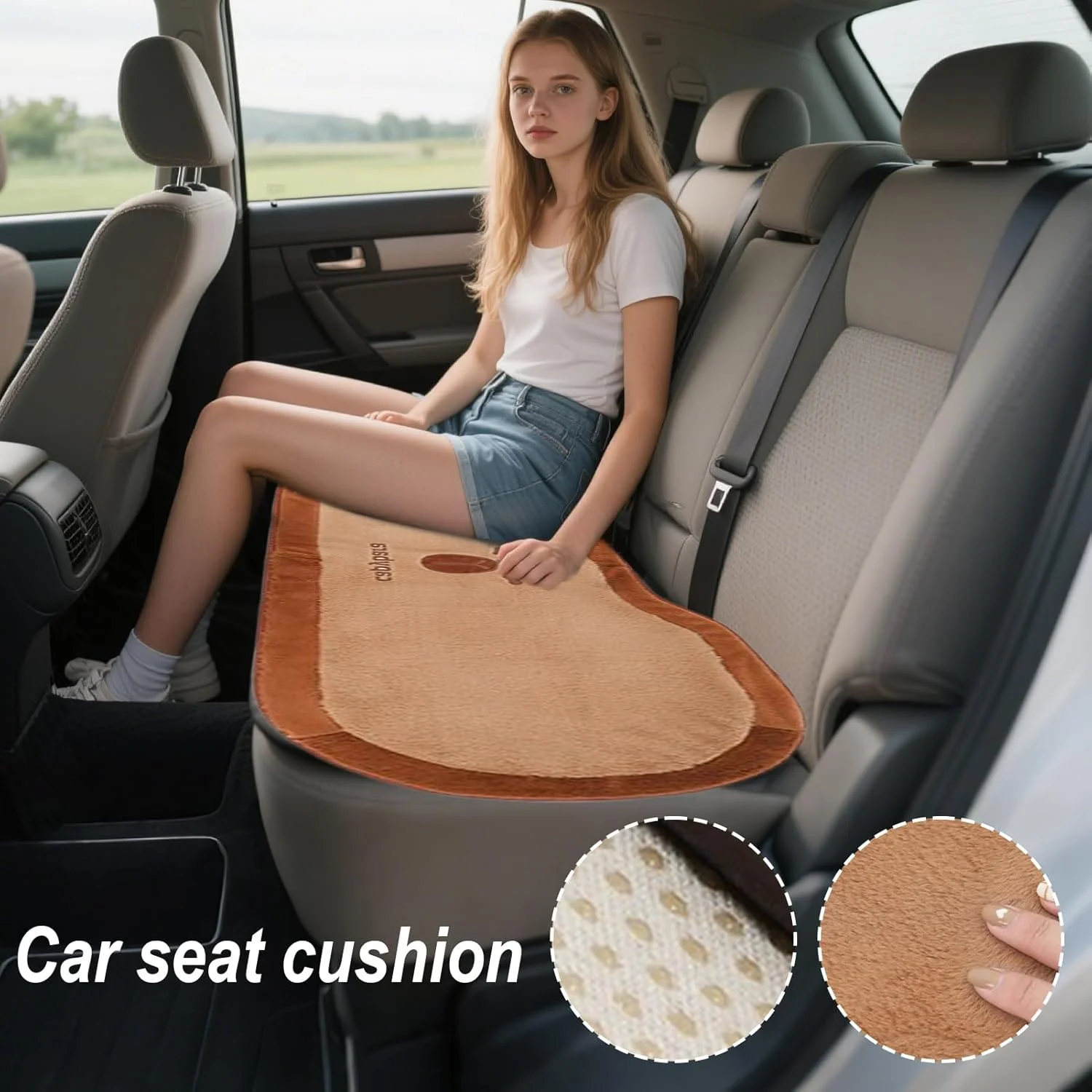 بالشتک صندلی رانندگی | پد صندلی ماشین پولیشی کاپيبارا | زیرانداز صندلی راحت برای خانه، کامیون، ون، شاسی بلند، رانندگی طولانی مدت، سفر جاده ای، مطالعه، زمان استراحت