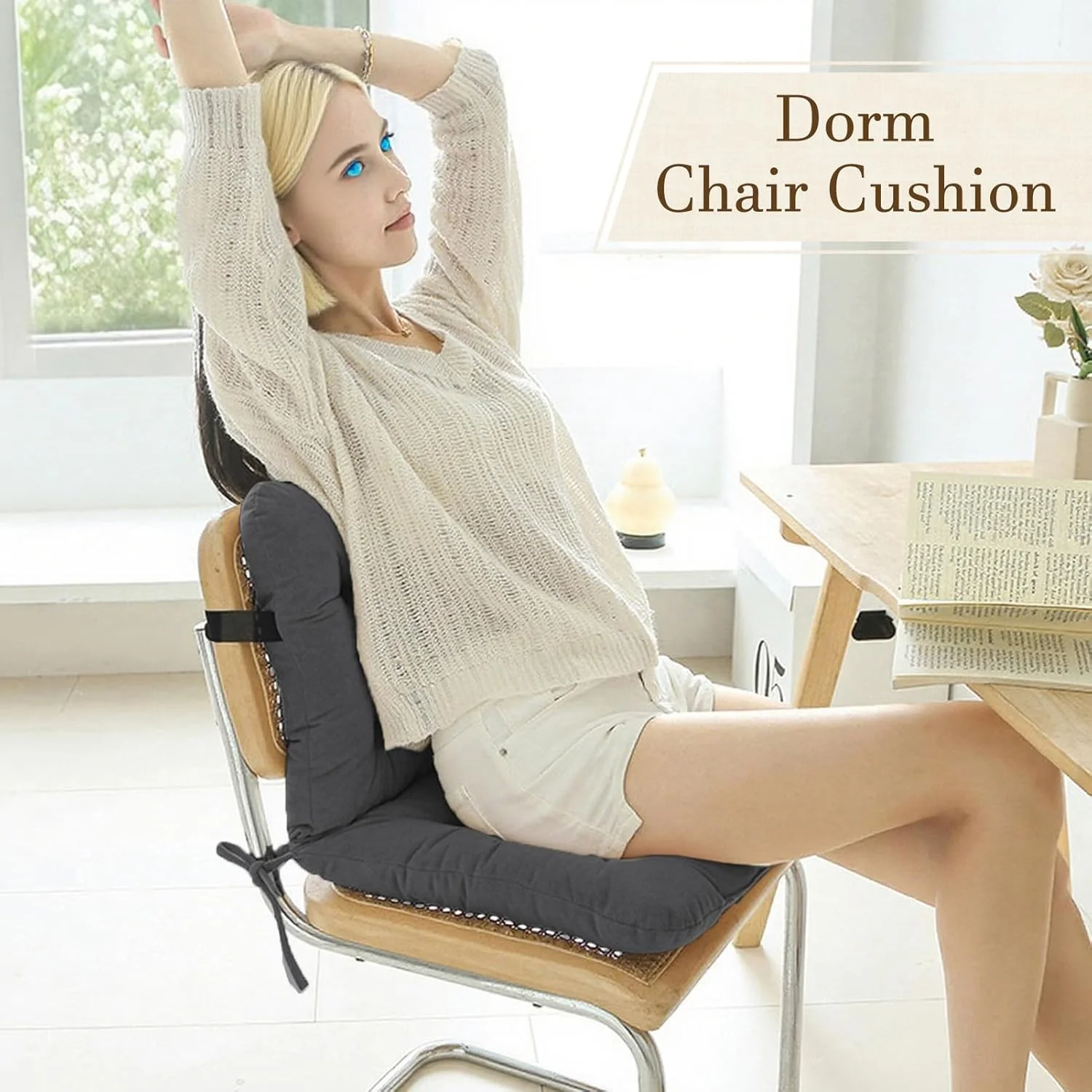 بالشتک صندلی میز، بالشتک صندلی آشپزخانه - پد نشیمنگاه و پشتیبانی کمر برای راحتی نشستن طولانی مدت در آپارتمان، اتاق خواب، اتاق نشیمن، اتاق غذاخوری، خوابگاه، استادیوم