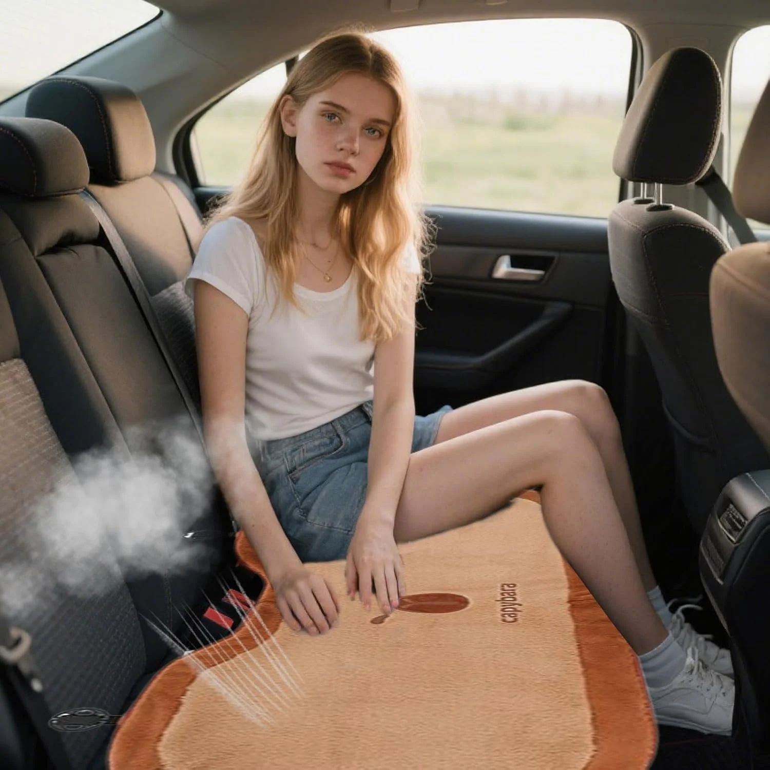 بالشتک صندلی خودرو - پد صندلی خودرو طرح کاپيبارا | تشک صندلی برای کامیون، ون، شاسی بلند، منزل، اوقات استراحت و رانندگی طولانی