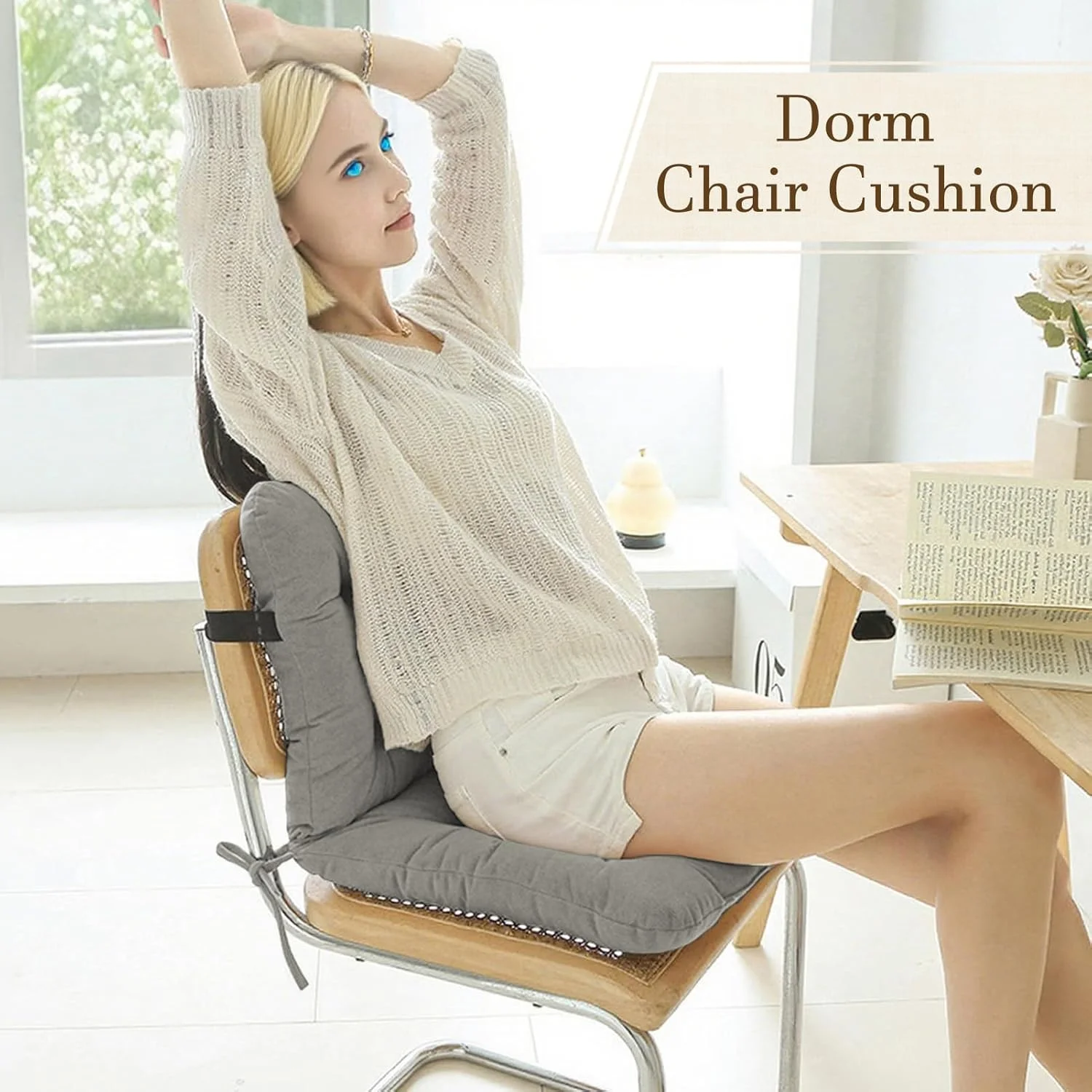 بالشتک صندلی اداری | پد صندلی برای صندلی میز کار | پد نشیمنگاه و پشتیبانی کمر برای راحتی در نشستن طولانی مدت در آپارتمان، اتاق خواب، اتاق نشیمن، اتاق غذاخوری، خوابگاه، استادیوم