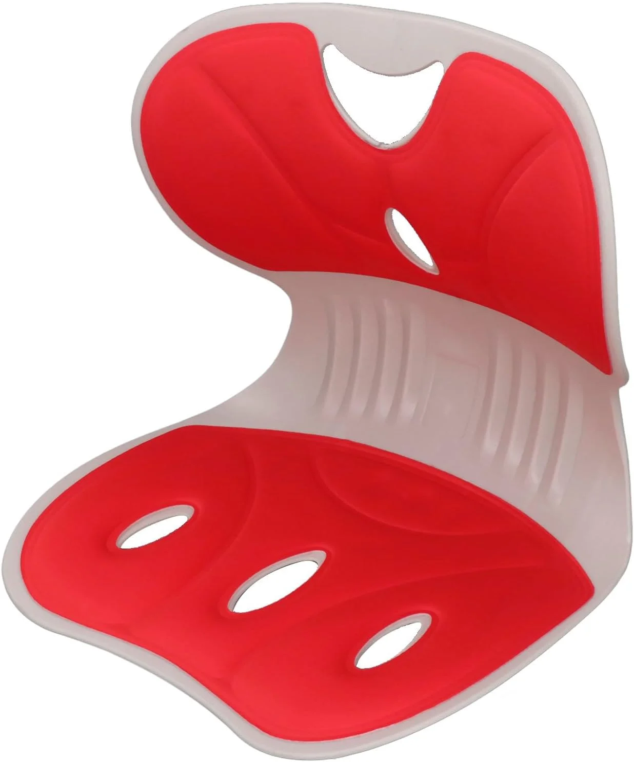 بالشتک پشتی صندلی اداری Asixxsix، پشتیبانی کمری ارگونومیک به شکل گلبرگ برای صندلی اداری، صندلی اصلاح کننده وضعیت بدن برای اصلاح وضعیت بدن و تسکین درد کمر (قرمز)