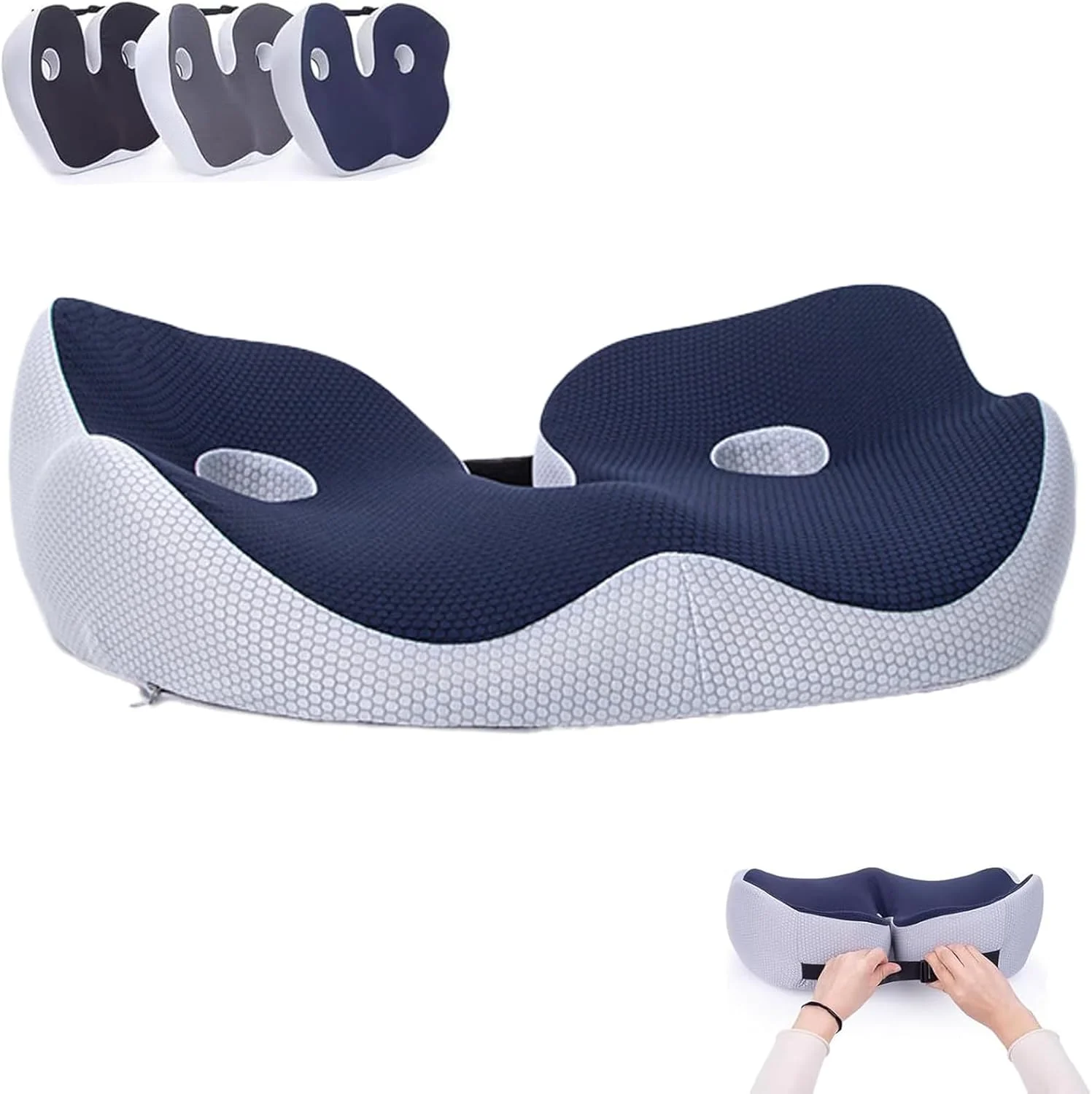 بالشتک صندلی ارگونومیک Fanyil، بالشتک صندلی فوم حافظه دار Welnax Orthosoothe، بالشتک های صندلی نرم و راحت با پشتیبانی تطبیقی، بالشتک های صندلی ارگونومیک برای کارمندان اداری و رانندگان خودرو (آبی)