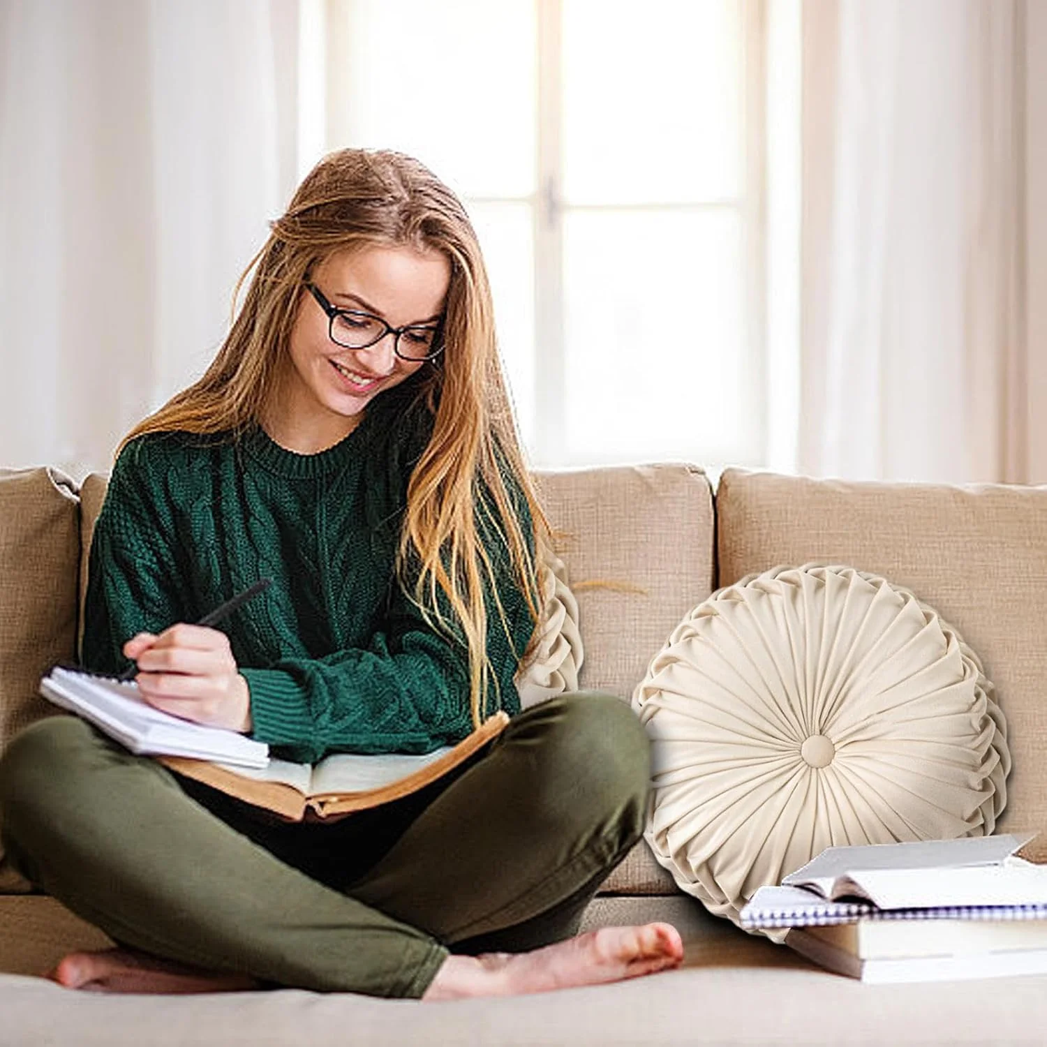 کوسن گرد برای مبل - کوسن مخملی طرح کدو تنبل، کوسن گرد تاتامی کوچک تزئینی برای دفاتر و اتاق