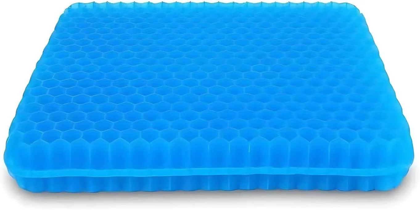 بالشتک ژله ای لانه زنبوری - پد کاهش فشار و پشتیبانی خنک کننده برای صندلی های اداری، خودرو و ویلچر - راحتی ارگونومیک با روکش ضد لغزش (متوسط - 3.5 سانتی متر ارتفاع)