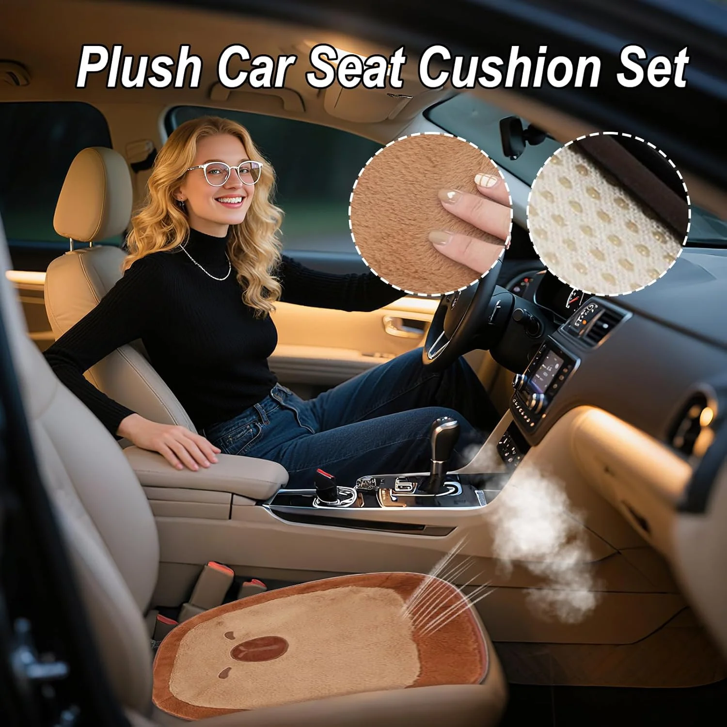 بالشتک های خودرو برای رانندگی | روکش صندلی جلو مخمل کاپيبارا، زیرانداز صندلی برای کامیون، ون، شاسی بلند، اوقات استراحت در منزل، رانندگی طولانی مدت