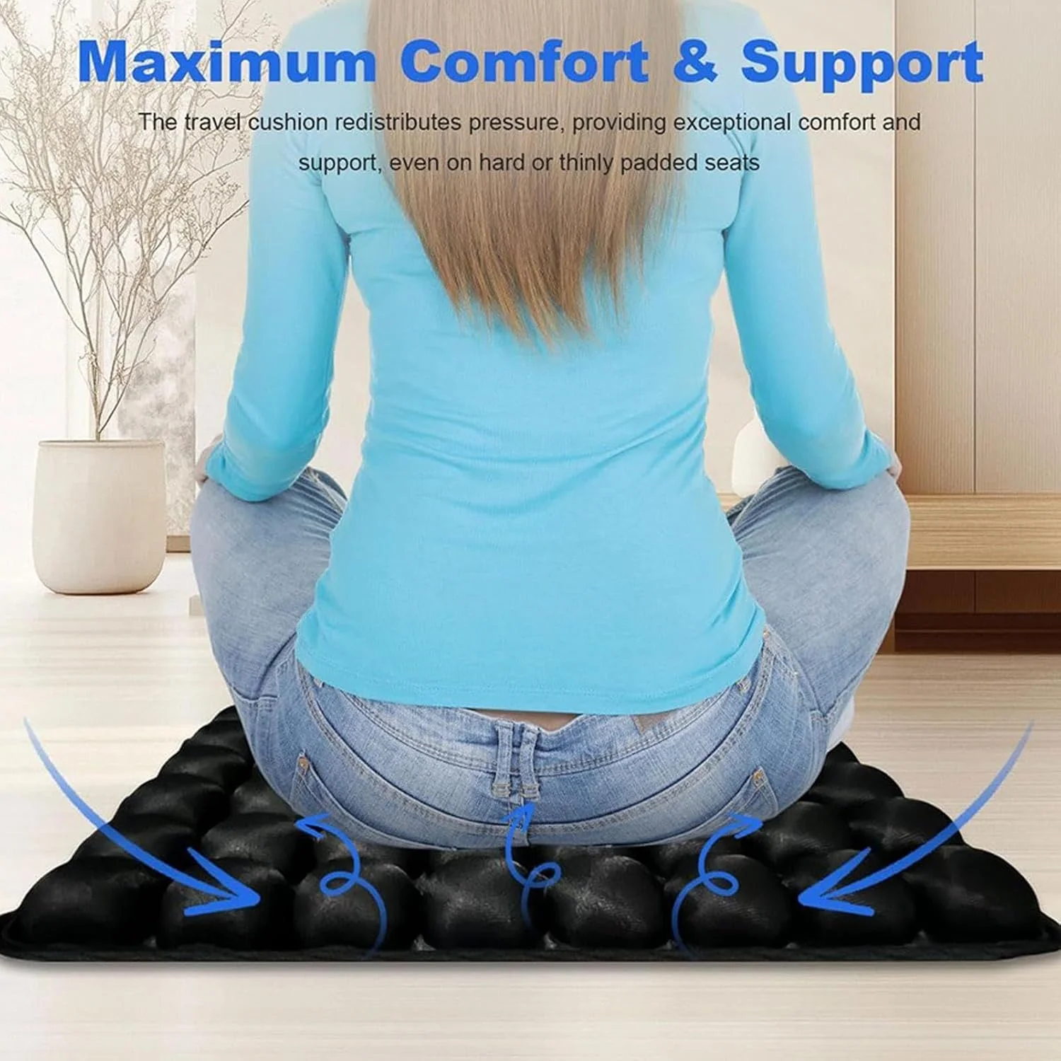 بالشتک هواپیما - پد نشیمن تاشو، بالشتک صندلی ارگونومیک و تنفسی برای مسافرت، رانندگی، کمپینگ، هواپیما، ویلچر