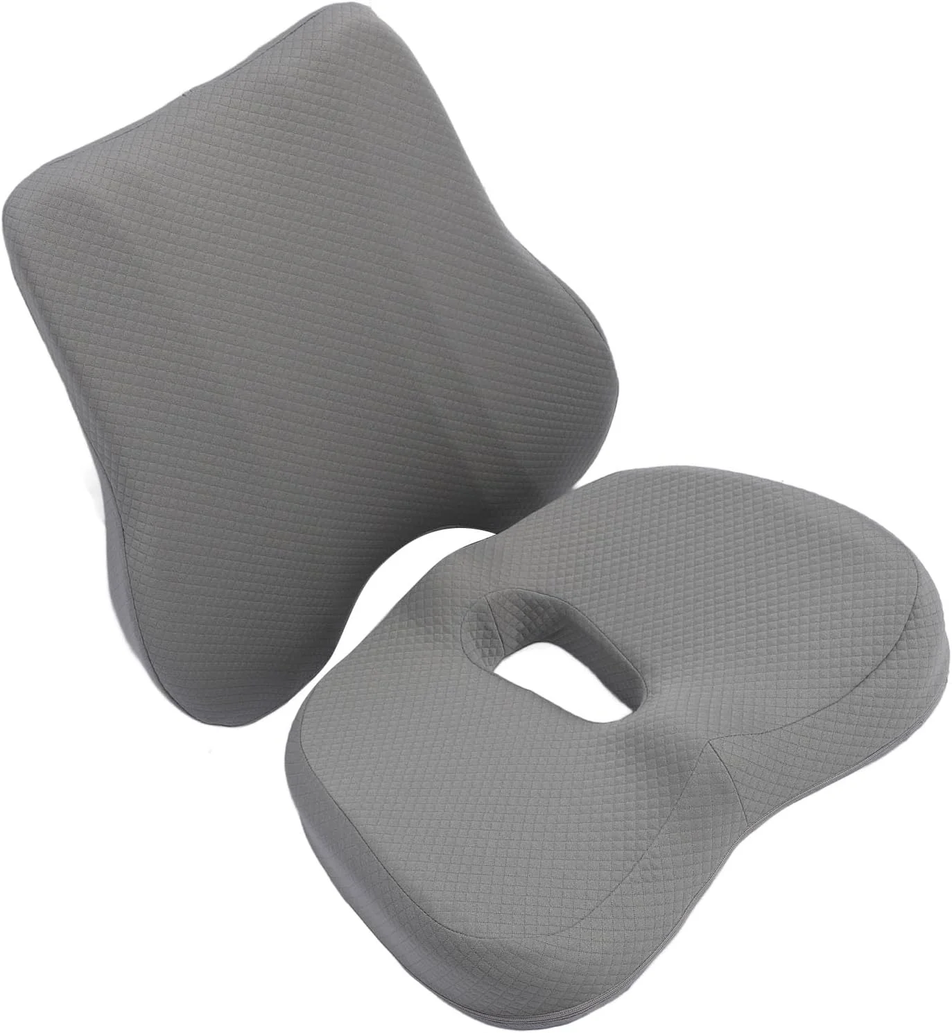 ست کوسن پشتی کمری Asixxsix، فوم حافظه دار قابل تنظیم، پد صندلی سبک وزن قابل حمل با روکش قابل شستشو برای خودرو، مسافرت و ویلچر (خاکستری)