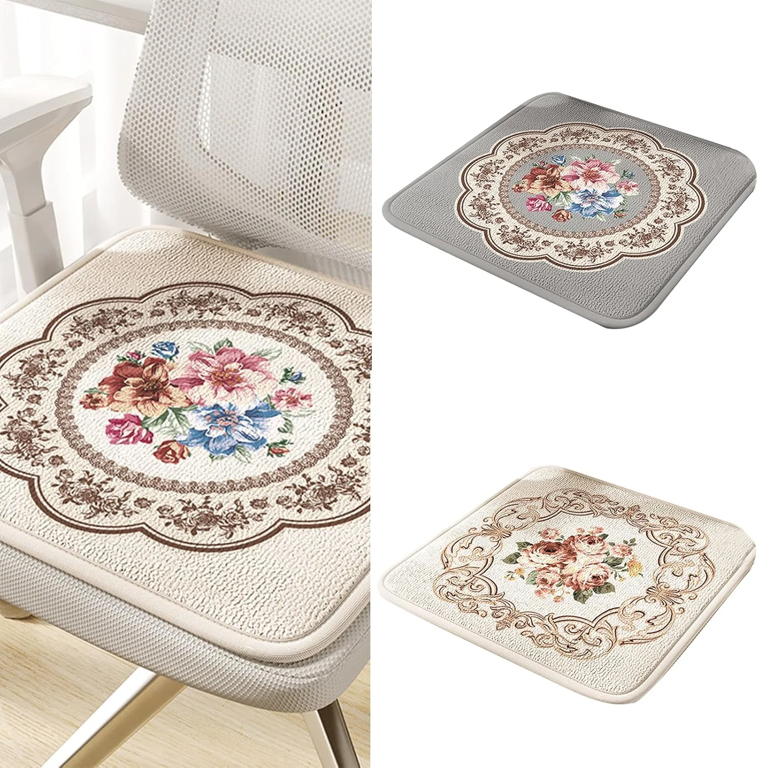 بالشتک صندلی فوم حافظه دار با طرح گل، کوسن های صندلی ضد لغزش برای راحتی بیشتر و طراحی ارگونومیک