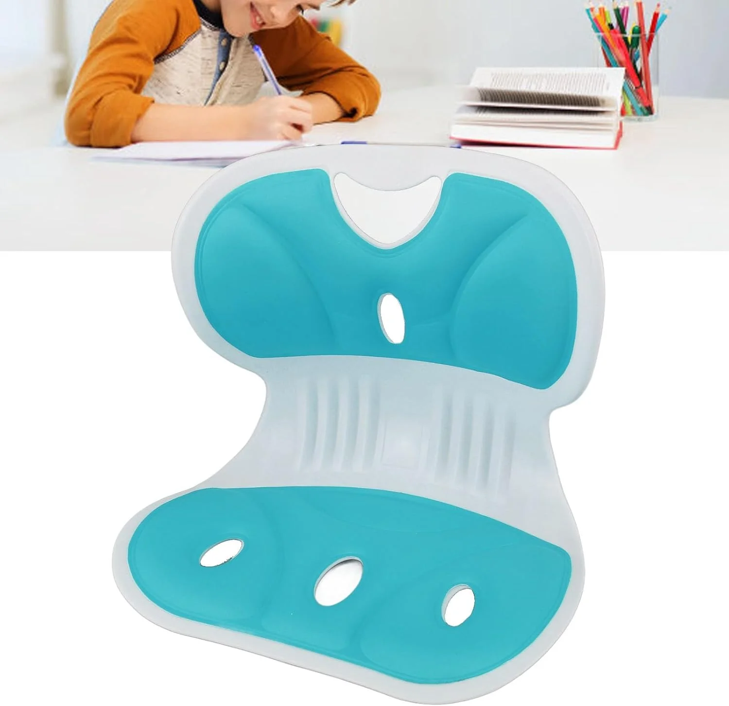 بالشتک پشتی کمری برای صندلی اداری، پشتیبانی ارگونومیک صندلی، بالشتک پشتی برای اصلاح وضعیت بدن و تسکین درد، ابزار کارآمد یادگیری (سبز)