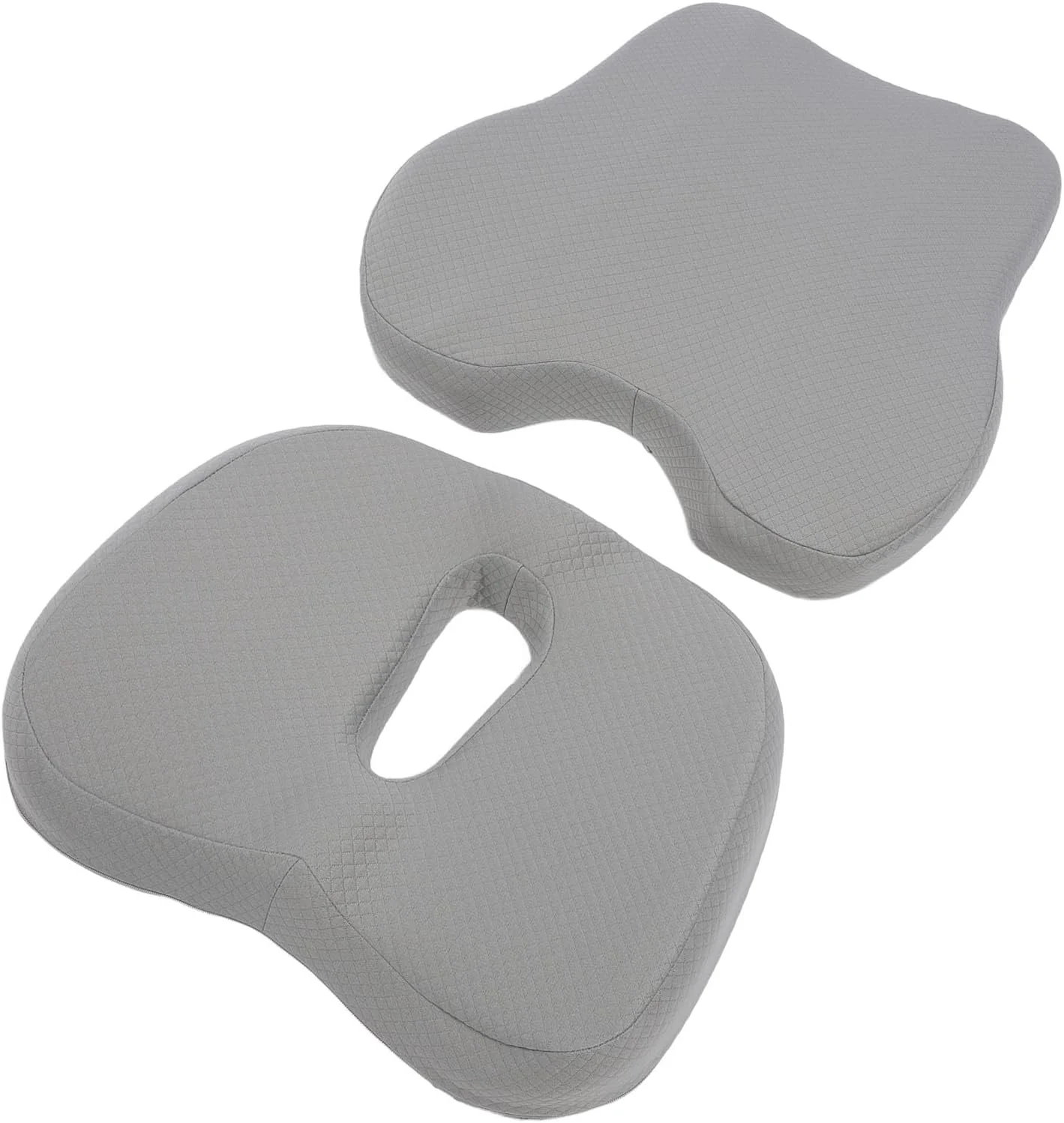 ست کوسن پشتی کمری Asixxsix، فوم حافظه دار قابل تنظیم، پد صندلی سبک وزن قابل حمل با روکش قابل شستشو برای خودرو، مسافرت و ویلچر (خاکستری)