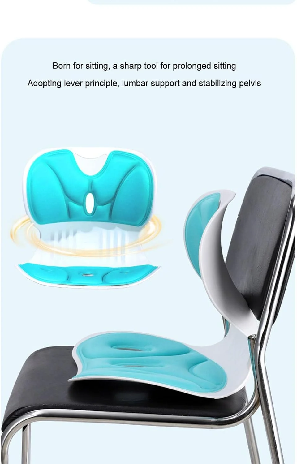 بالشتک پشتی کمری برای صندلی اداری، پشتیبانی ارگونومیک صندلی، بالشتک پشتی برای اصلاح وضعیت بدن و تسکین درد، ابزار کارآمد یادگیری (سبز)