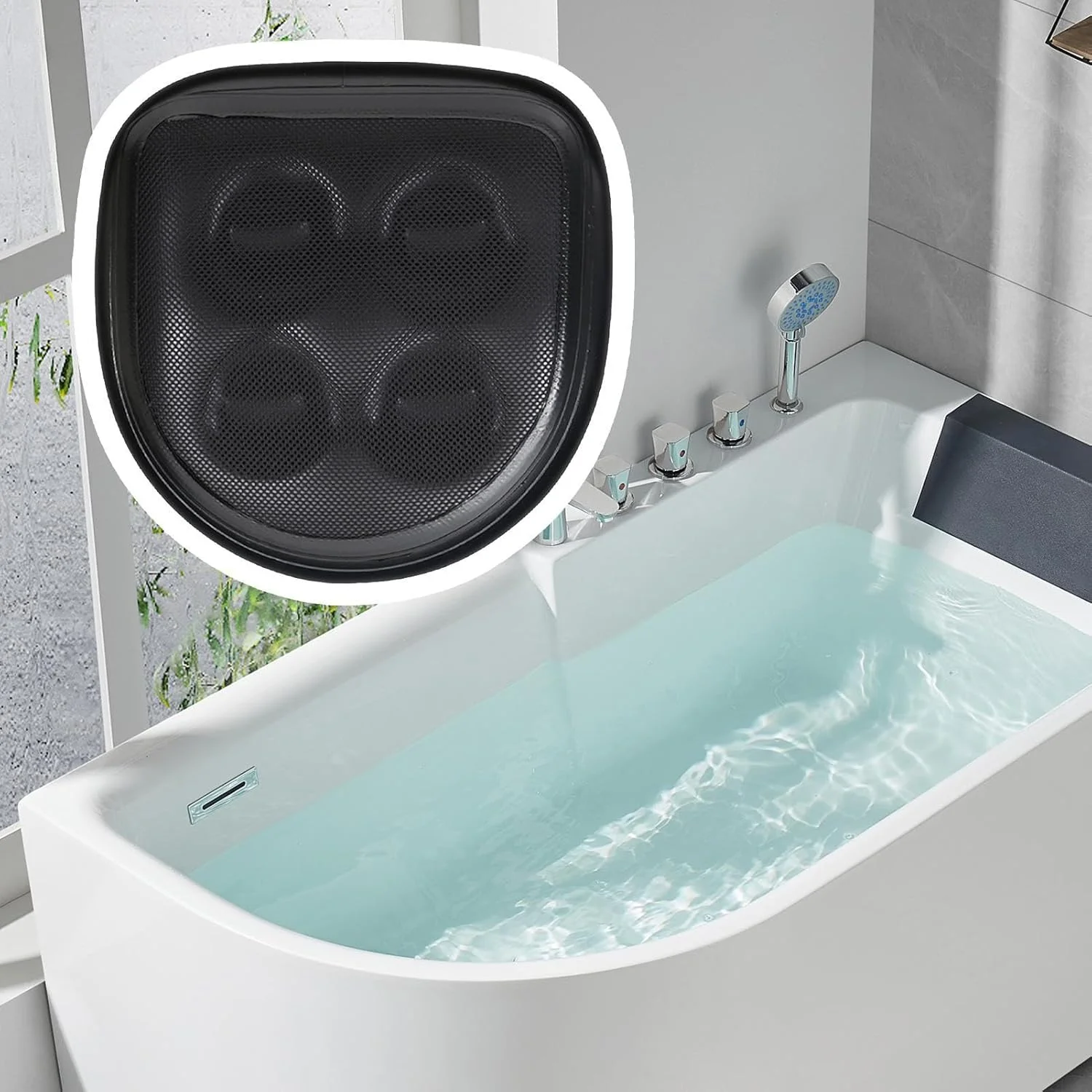 صندلی کمکی وان آب گرم - صندلی کمکی وان آب گرم با فنجان مکنده، کوسن توری هوا قابل حمل برای منزل، میز، کمپینگ، مسافرت، رانندگی، هواپیما، محل کار روزانه