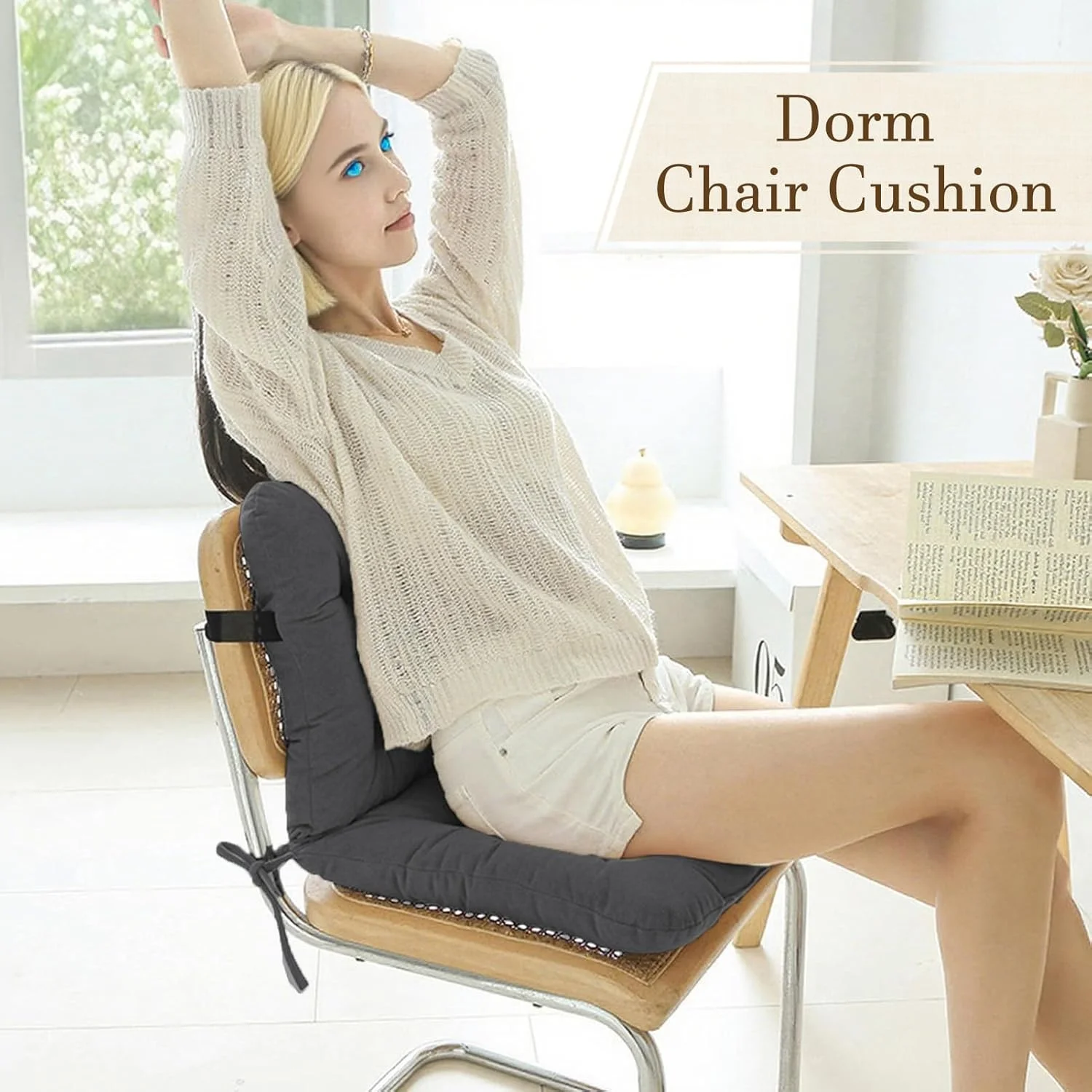 بالشتک صندلی اداری - بالشتک صندلی آشپزخانه - پد پشتیبانی کمری ضد لغزش برای نشستن طولانی مدت در داخل خانه، اتاق نشیمن، اتاق خواب، آپارتمان، خوابگاه، صندلی چرخدار دانشجویی بالشتک صندلی اداری - بالشتک صندلی آشپزخانه - پد پشتیبانی کمری ضد لغزش برای نشستن طولانی مدت در داخل خانه، اتاق نشیمن، اتاق خواب، آپارتمان، خوابگاه، صندلی چرخدار دانشجویی