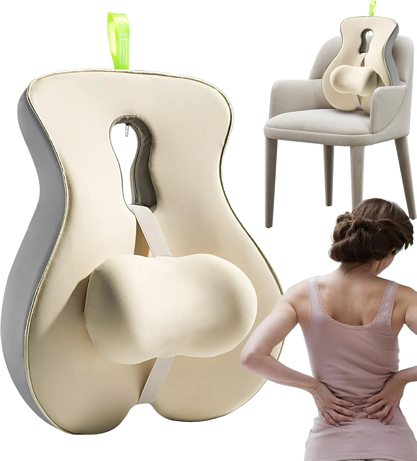 بالشتک پشتی کمری برای خودرو، پشتیبانی کمری ارگونومیک برای صندلی اداری - بالشتک صندلی اصلاح کننده برای رانندگی با ویلچر، بارداری، مسافرت هوایی و نشستن