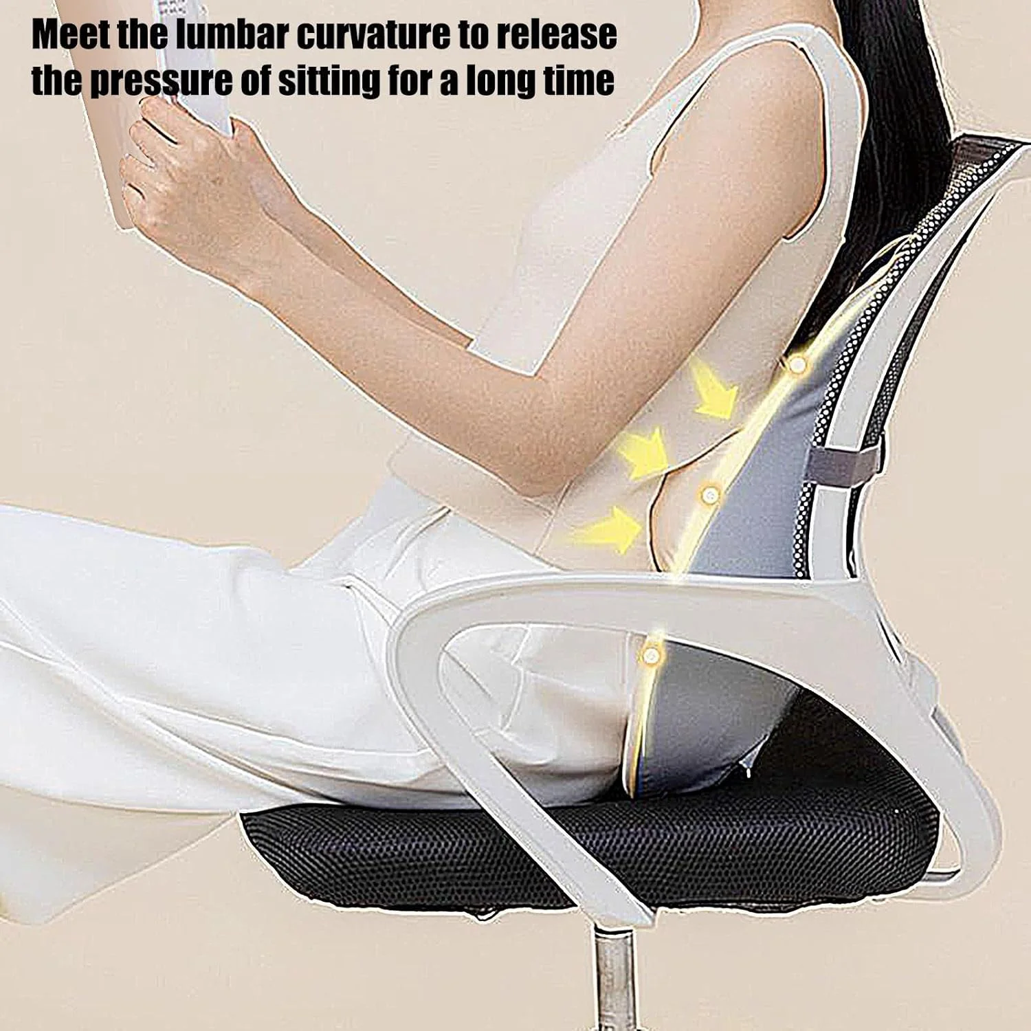 بالشتک پشتی کمری برای خودرو، پشتیبانی کمری ارگونومیک برای صندلی اداری - بالشتک صندلی اصلاح کننده برای رانندگی با ویلچر، بارداری، مسافرت هوایی و نشستن