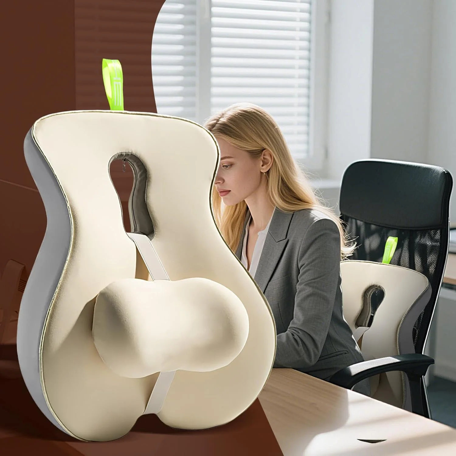 بالشتک طبی پشتی، بالشتک گودی کمر ارگونومیک | کوسن صندلی قابل تنظیم برای دوران بارداری، مسافرت هوایی، ویلچر و نشستن های طولانی بالشتک طبی پشتی، بالشتک گودی کمر ارگونومیک | کوسن صندلی قابل تنظیم برای دوران بارداری، مسافرت هوایی، ویلچر و نشستن های طولانی