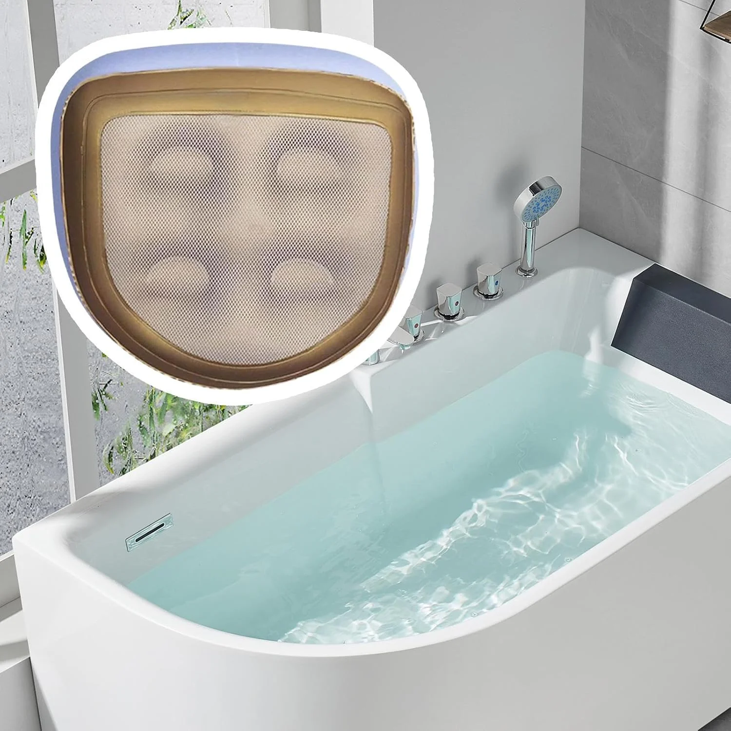 بالشتک صندلی بادی - صندلی ضخیم و پشتیبان بادی مسافرتی با زیره ضد لغزش | بالشتک توری هوا اسپا قابل حمل برای ماشین، میز، رانندگی، کمپینگ، مسافرت، هواپیما و محل کار روزانه