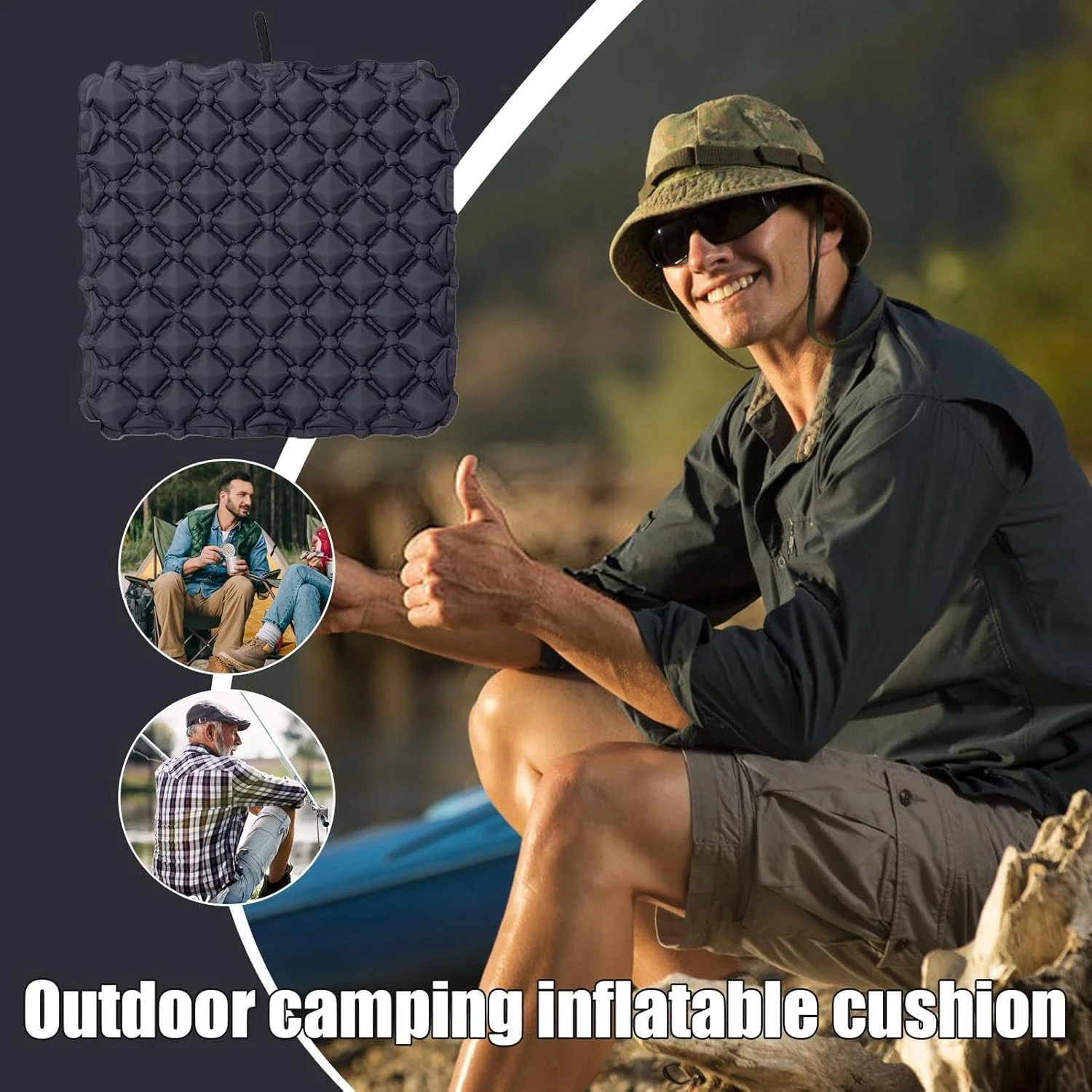 بالشتک صندلی بادی مسافرتی | بالشتک صندلی هوا - پد تسکین دهنده قابل حمل برای نشستن، مناسب میز کار، خوابگاه، رانندگان کامیون، محل کار، مسافرت و کمپینگ