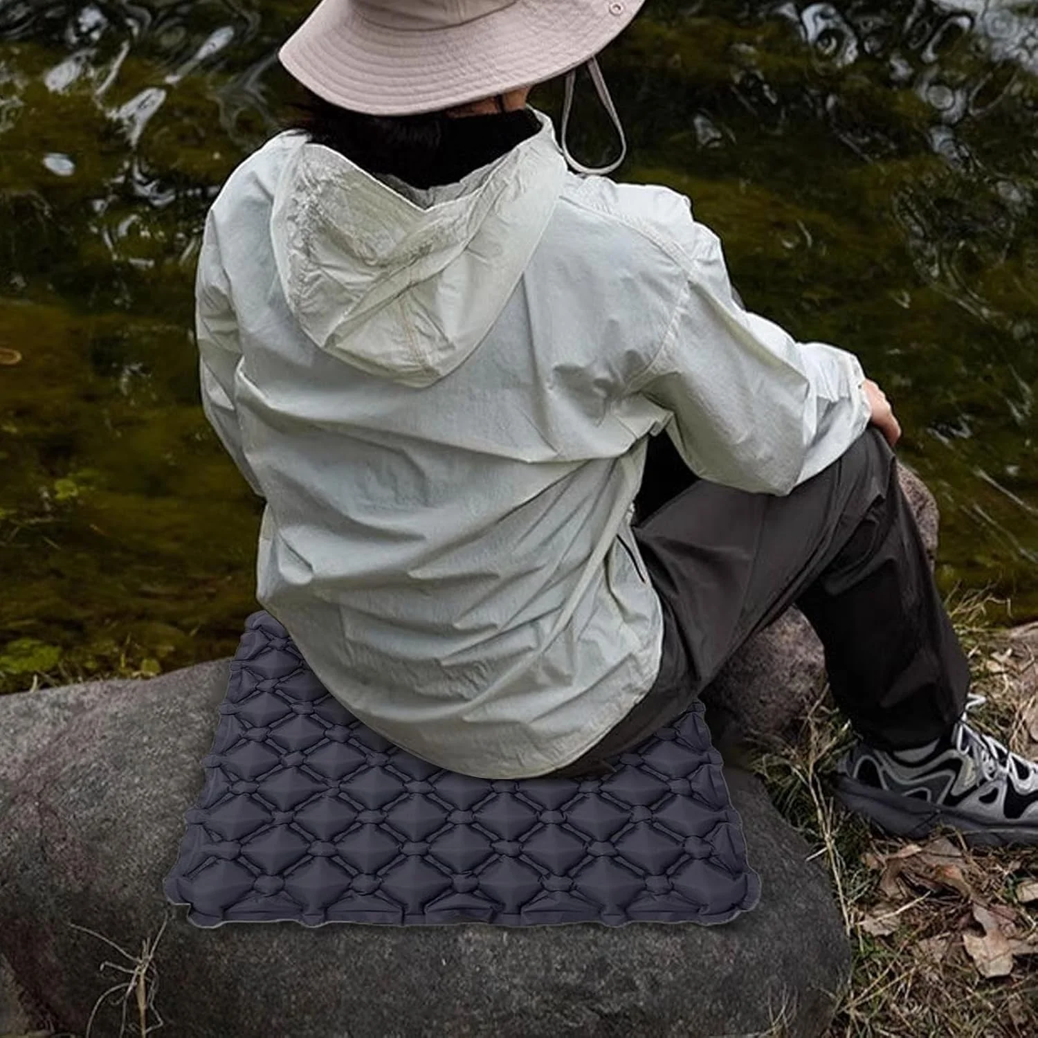 بالشتک صندلی بادی مسافرتی | بالشتک صندلی هوا - پد تسکین دهنده قابل حمل برای نشستن، مناسب میز کار، خوابگاه، رانندگان کامیون، محل کار، مسافرت و کمپینگ