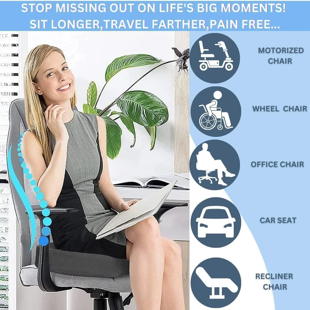 نشیمنگاه طبی مموری فوم برای تسکین فشار دنبالچه، مناسب برای نشستن طولانی مدت روی صندلی اداری/خانگی، ماشین، ویلچر، ارگونومیک برای وضعیت بدنی سالم، بالشتک صندلی مسافرتی (مشکی) نشیمنگاه طبی مموری فوم برای تسکین فشار دنبالچه، مناسب برای نشستن طولانی مدت روی صندلی اداری/خانگی، ماشین، ویلچر، ارگونومیک برای وضعیت بدنی سالم، بالشتک صندلی مسافرتی (مشکی)