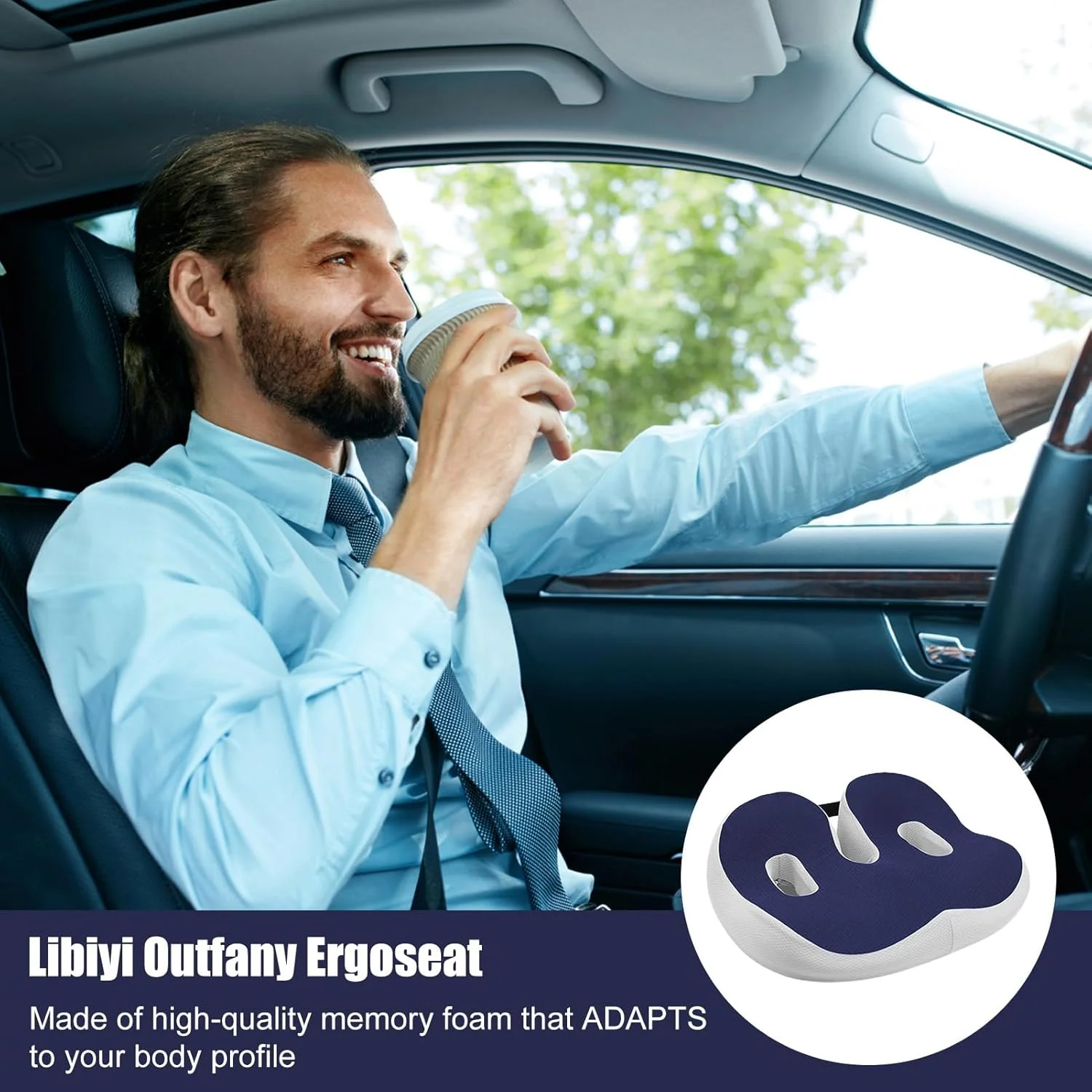 بالشتک فومی برای نشستن طولانی مدت - بالشتک فومی راحت برای صندلی ماشین و خانه با طراحی برش خورده - روکش قابل جابجایی برای کارمندان و دانشجویان که ساعات طولانی می نشینند