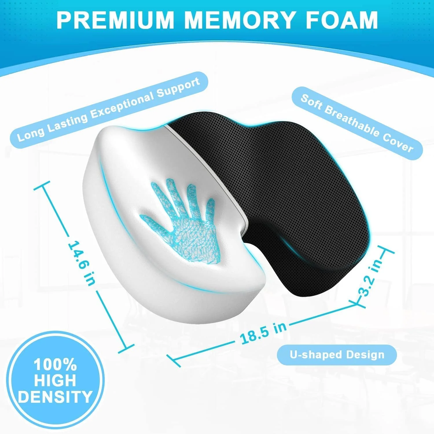 بالشتک صندلی Lomeshow برای صندلی اداری، بالشتک فوم حافظه دار برای صندلی اداری، پد صندلی تسکین دهنده، بالشتک صندلی خودرو برای رانندگی، گیمینگ - بالشتک صندلی برای تسکین درد کمر و سیاتیک