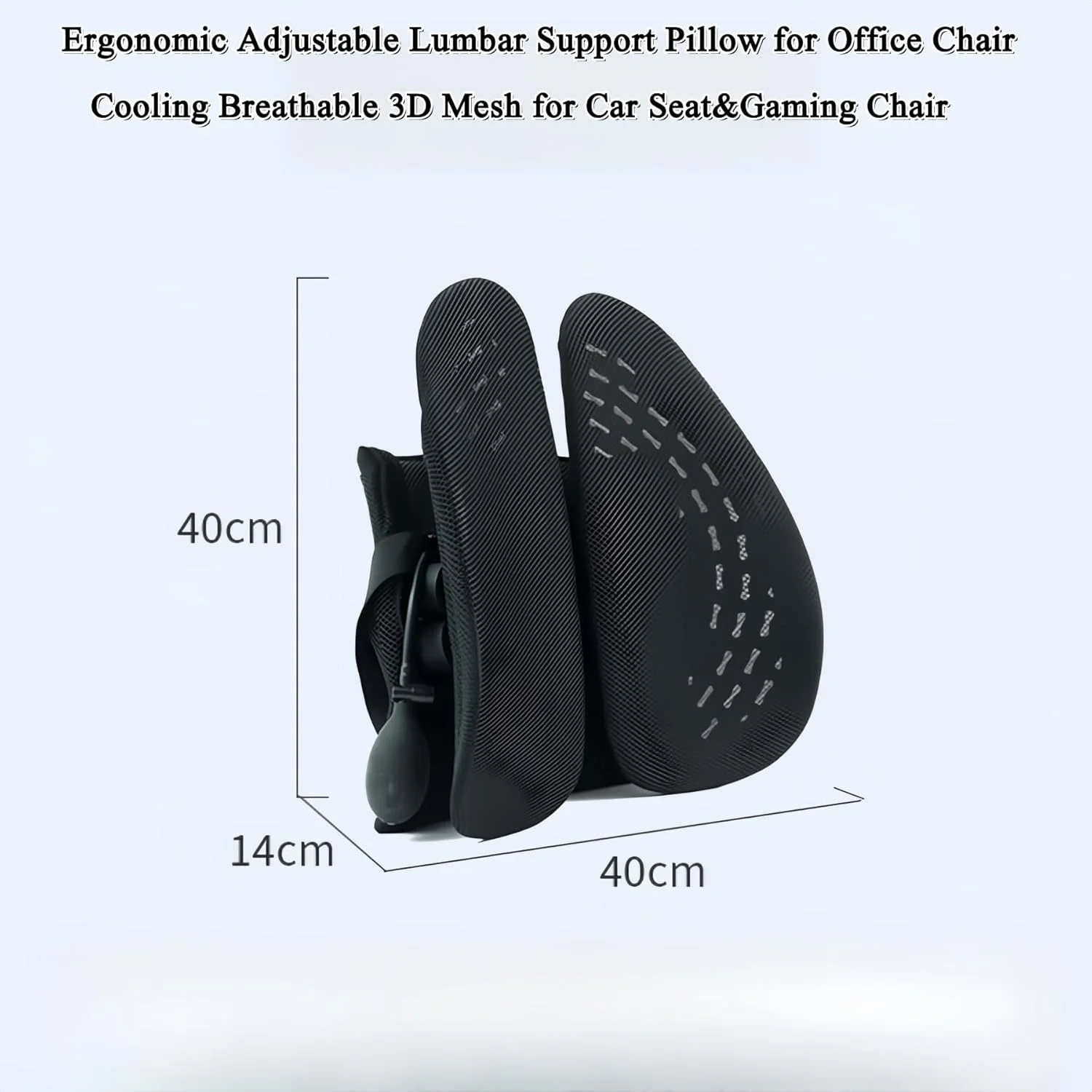 بالشتک پشتی طبی قابل تنظیم، کوسن فوم حافظه‌دار ارگونومیک با توری تنفسی برای صندلی اداری، صندلی ماشین و بازی، تسکین درد کمر