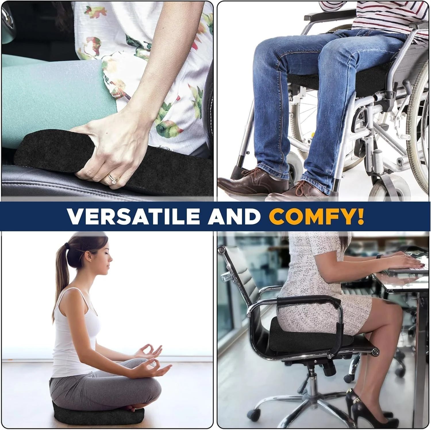 بالشتک صندلی طبی مموری فوم لیموس - پد دنبالچه ضد لغزش برای تسکین درد سیاتیک و دنبالچه - بالشتک صندلی ارگونومیک برای استفاده در دفتر، ماشین، میز و ویلچر (مشکی) بالشتک صندلی طبی مموری فوم لیموس - پد دنبالچه ضد لغزش برای تسکین درد سیاتیک و دنبالچه - بالشتک صندلی ارگونومیک برای استفاده در دفتر، ماشین، میز و ویلچر (مشکی)