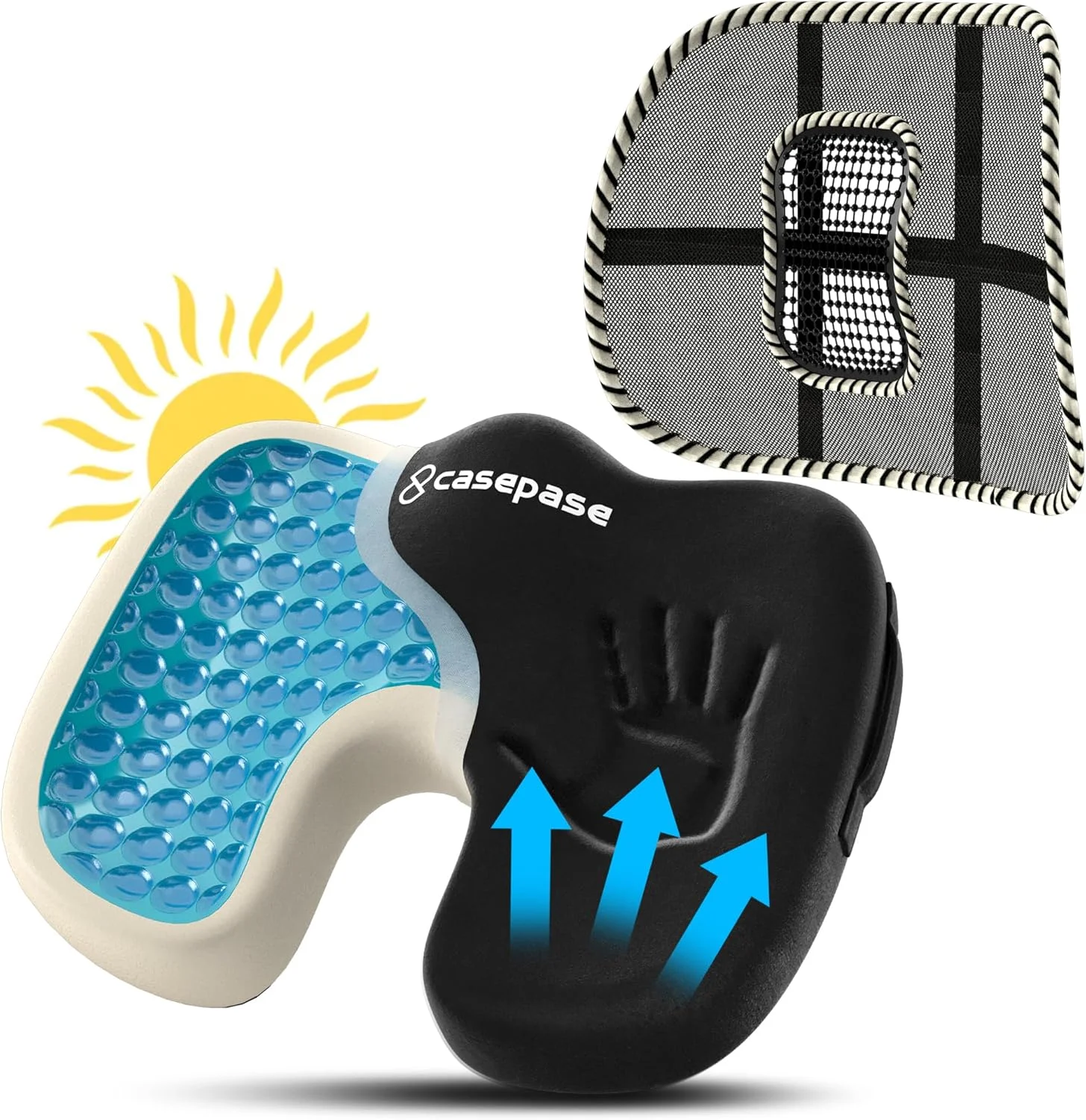 ست پشتی کمری توری و کوسن صندلی ژلی برای خودرو و صندلی اداری - پشتی کمری قابل تنظیم و تنفسی با کوسن ژلی خنک کننده برای اصلاح وضعیت بدن ست پشتی کمری توری و کوسن صندلی ژلی برای خودرو و صندلی اداری - پشتی کمری قابل تنظیم و تنفسی با کوسن ژلی خنک کننده برای اصلاح وضعیت بدن