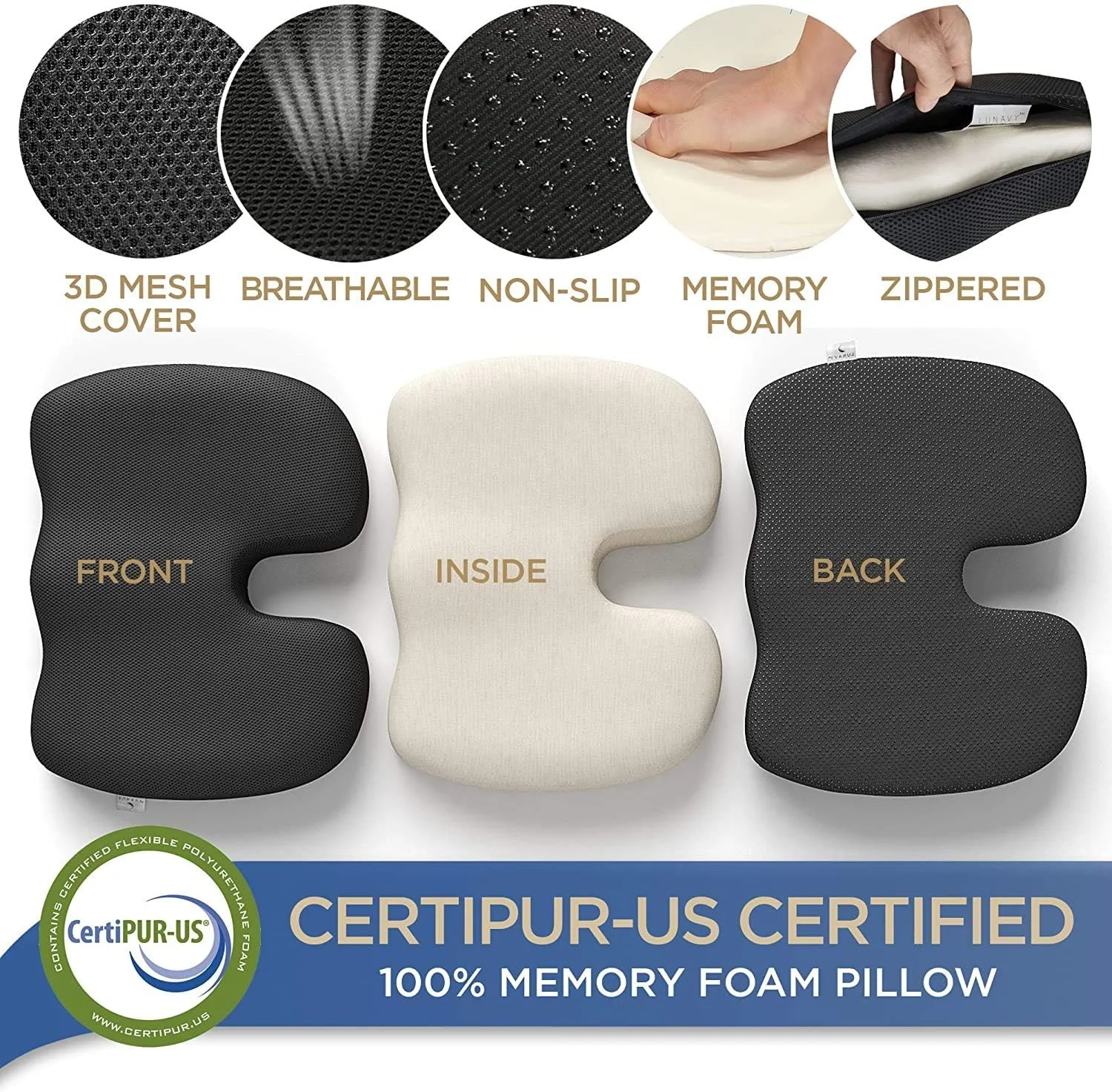 بالشتک صندلی فوم حافظهدار LUNAVY برای صندلیهای اداری - بالشتک صندلی ارگونومیک برای راننده صندلی خودرو - بالشتک صندلی کامپیوتر راحت - بالش سیاتیک برای نشستن بالشتک صندلی فوم حافظهدار LUNAVY برای صندلیهای اداری - بالشتک صندلی ارگونومیک برای راننده صندلی خودرو - بالشتک صندلی کامپیوتر راحت - بالش سیاتیک برای نشستن