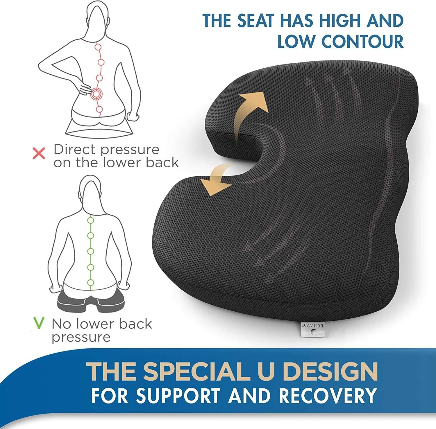 بالشتک صندلی فوم حافظهدار LUNAVY برای صندلیهای اداری - بالشتک صندلی ارگونومیک برای راننده صندلی خودرو - بالشتک صندلی کامپیوتر راحت - بالش سیاتیک برای نشستن بالشتک صندلی فوم حافظهدار LUNAVY برای صندلیهای اداری - بالشتک صندلی ارگونومیک برای راننده صندلی خودرو - بالشتک صندلی کامپیوتر راحت - بالش سیاتیک برای نشستن