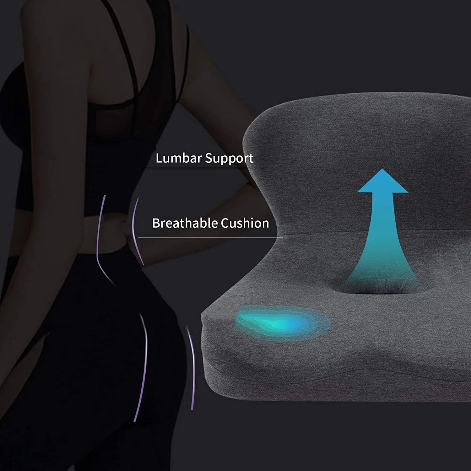 بالشتک صندلی فوم حافظه دار، بالشتک صندلی فوم حافظه دار برای صندلی اداری، بالشتک 2 در 1 با پشتیبانی کمری برای صندلی ماشین با روکش قابل جابجایی برای تسکین درد دنبالچه و کمر بالشتک صندلی فوم حافظه دار، بالشتک صندلی فوم حافظه دار برای صندلی اداری، بالشتک 2 در 1 با پشتیبانی کمری برای صندلی ماشین با روکش قابل جابجایی برای تسکین درد دنبالچه و کمر