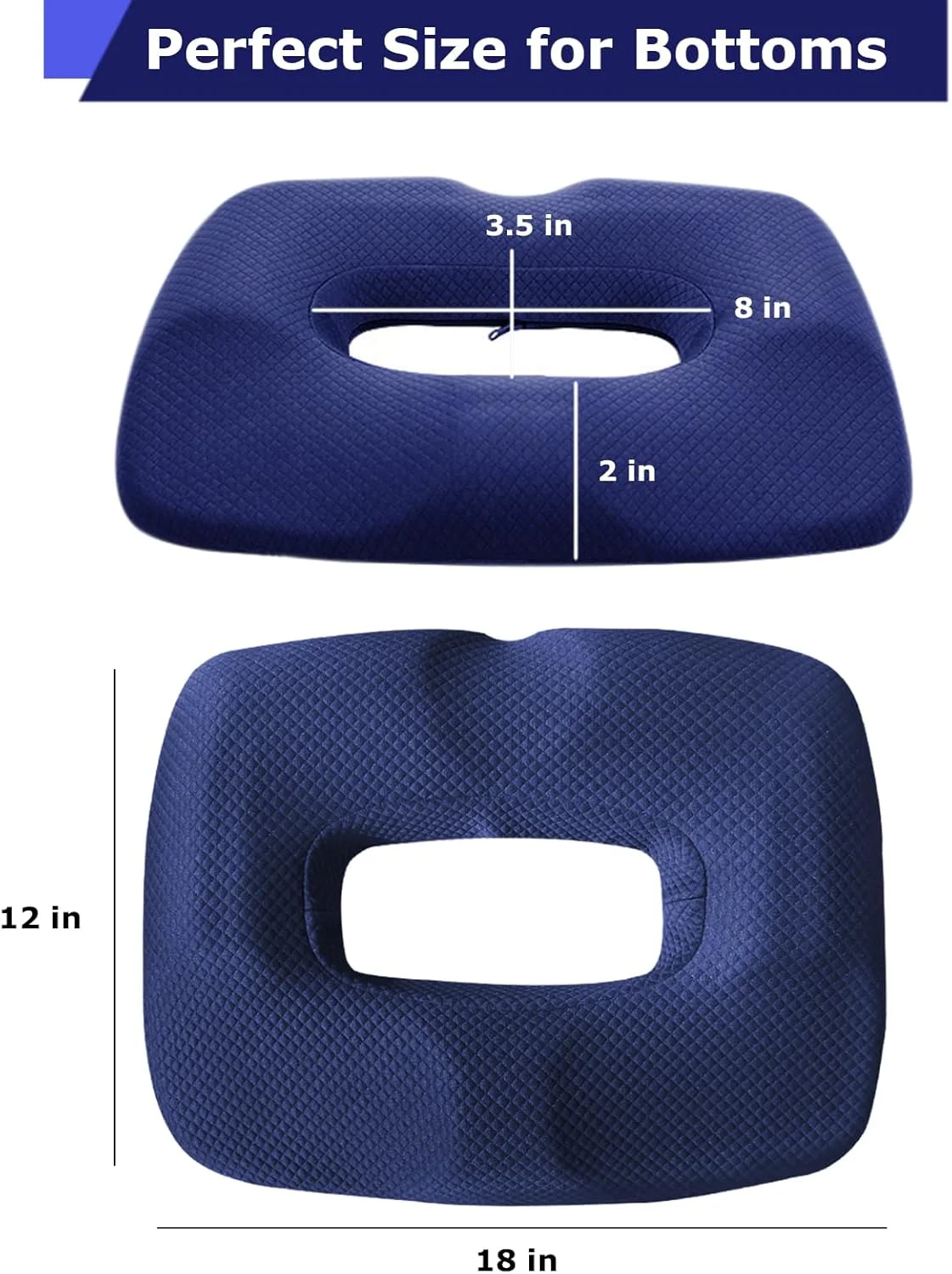 بالشتک صندلی مموری فوم دوناتی – بالشت طبی کاهش فشار برای درد دنبالچه و هموروئید – بالشتک پشتیبانی دنبالچه برای خودرو، ویلچر، صندلی اداری و راحتی منزل