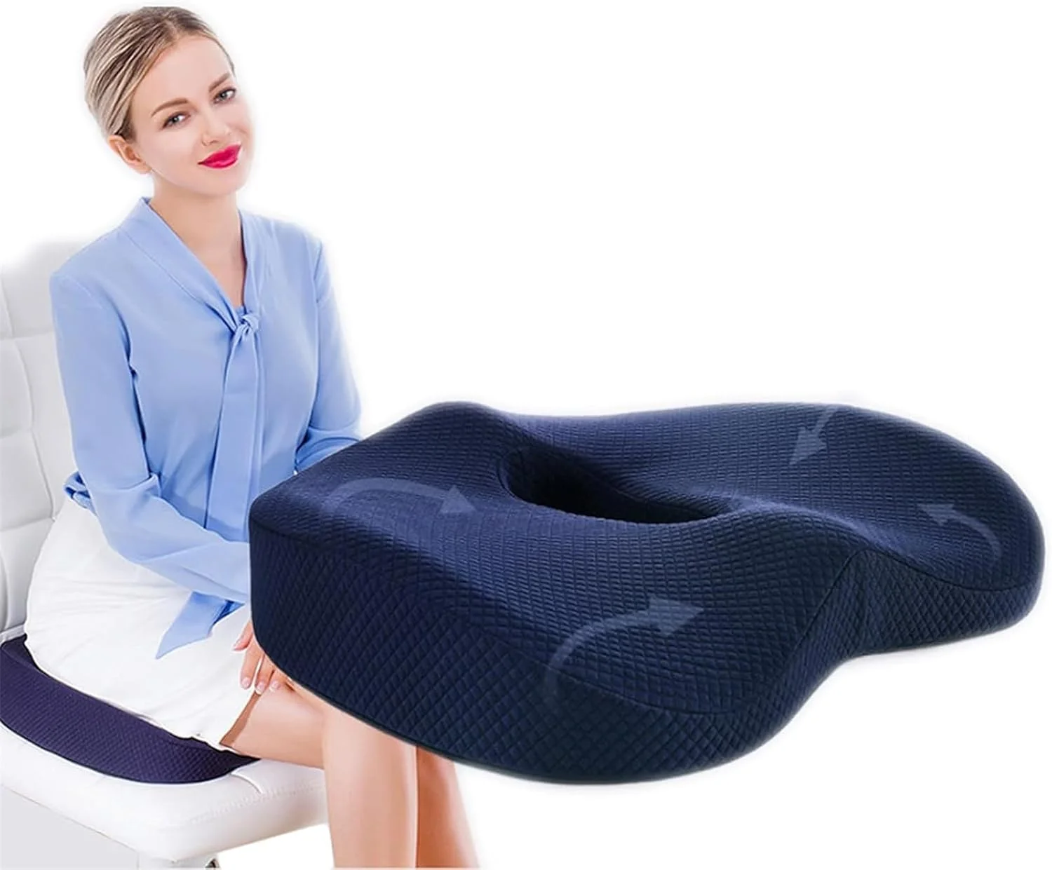 بالشتک صندلی MOTIM برای صندلی اداری، فوم حافظه دار 100%، بالشتک نشیمنگاه برای استخوان دنبالچه، مناسب صندلی اداری، صندلی ماشین، سرمه ای