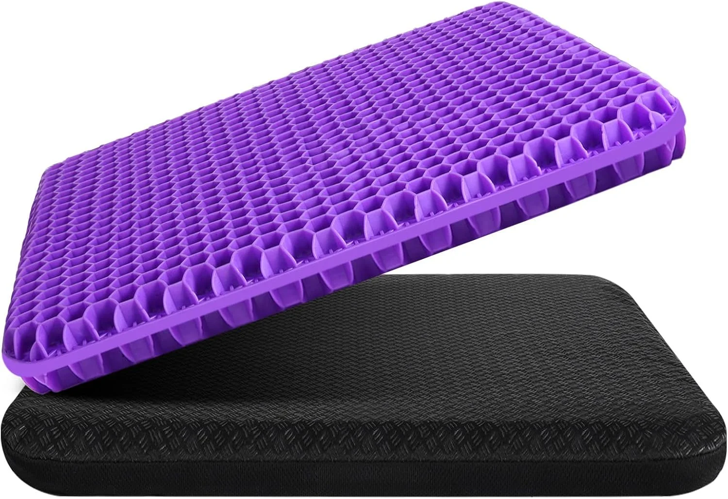 بالشتک صندلی ژله‌ای بنفش، بالشتک صندلی خنک‌کننده با طراحی لانه زنبوری ضخیم و بزرگ و تنفس‌پذیر، جذب‌کننده نقاط فشار، بالشتک ژله‌ای با روکش ضد لغزش برای صندلی اداری، خانه، ماشین و ویلچر