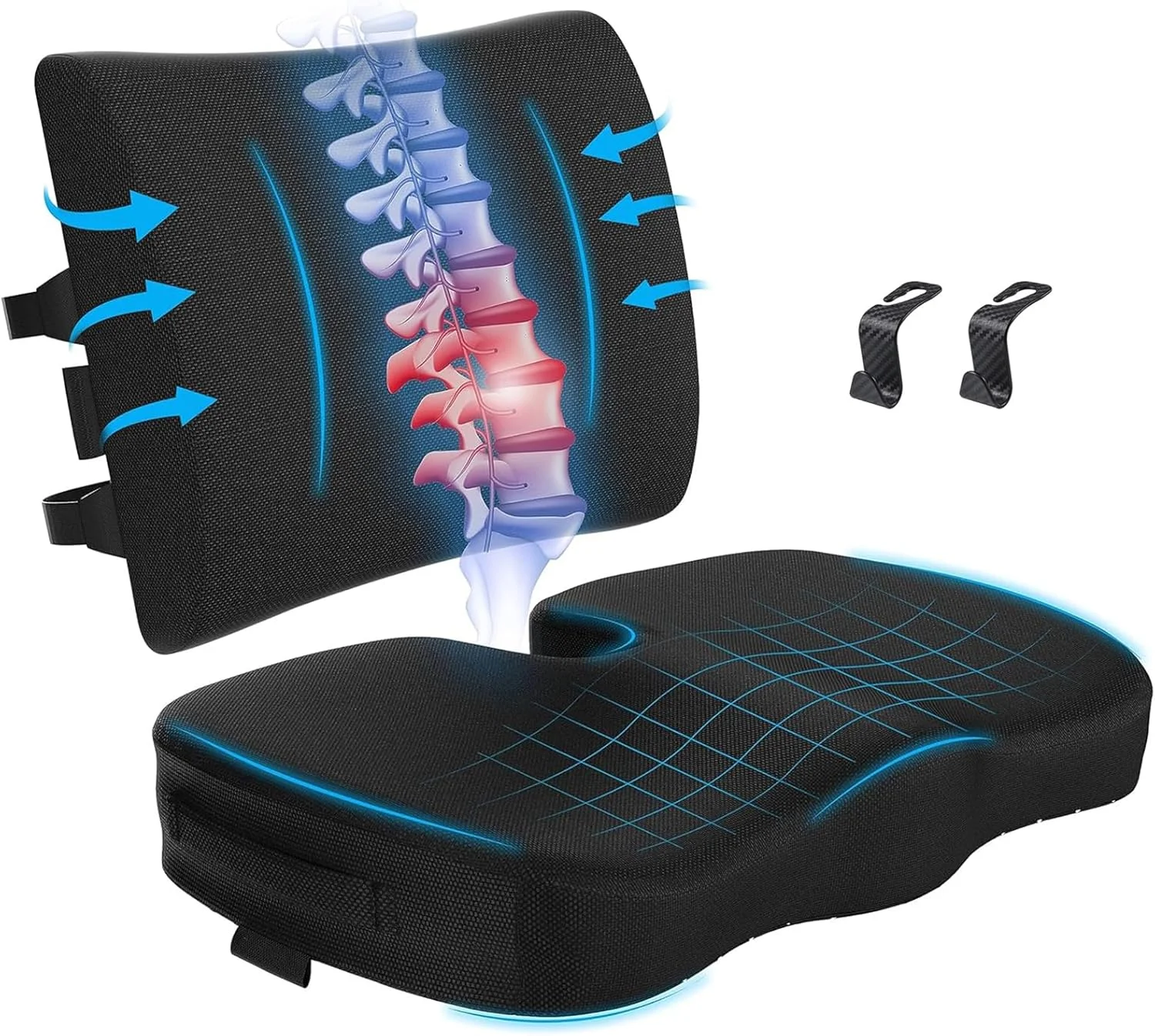 بالشتک صندلی آی اس موهه، بالشتک نشیمنگاه برای صندلی اداری، بالش پشتیبانی کمر برای صندلی، بالشتک صندلی خودرو، بالش فوم حافظه دار پشتیبانی از کمر با روکش قابل شستشو