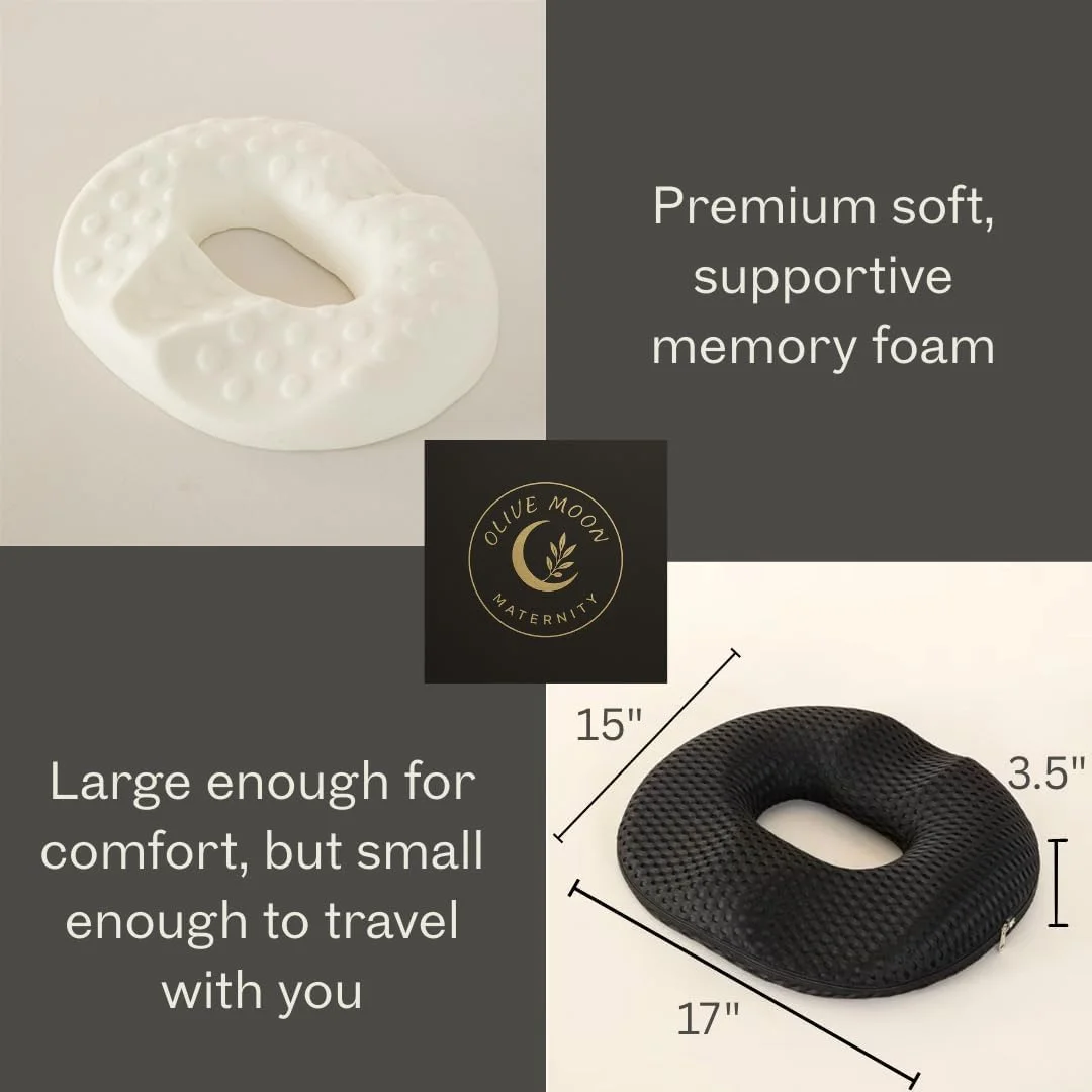 بالشتک دونات بارداری زیتون مون | بالش نشیمن دوران بارداری و بعد از زایمان برای دنبالچه، هموروئید و بهبودی پس از زایمان | فوم حافظه دار با روکش قابل شستشو