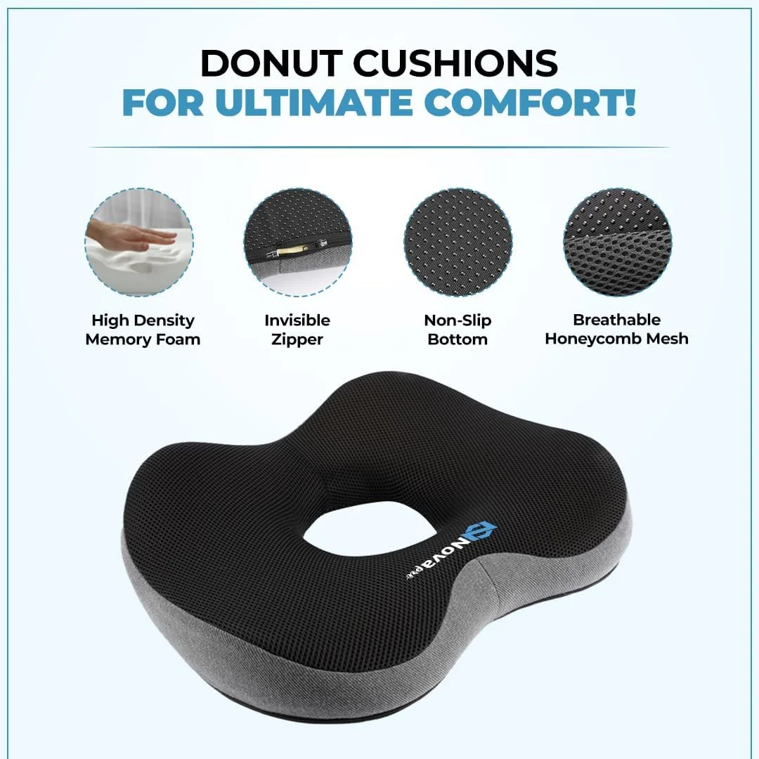 بالشتک صندلی برای صندلی اداری، بالش دونات، بالشتک صندلی مموری فوم دنبالچه ارتوپدی برای صندلی ماشین، پشتیبانی سیاتیک