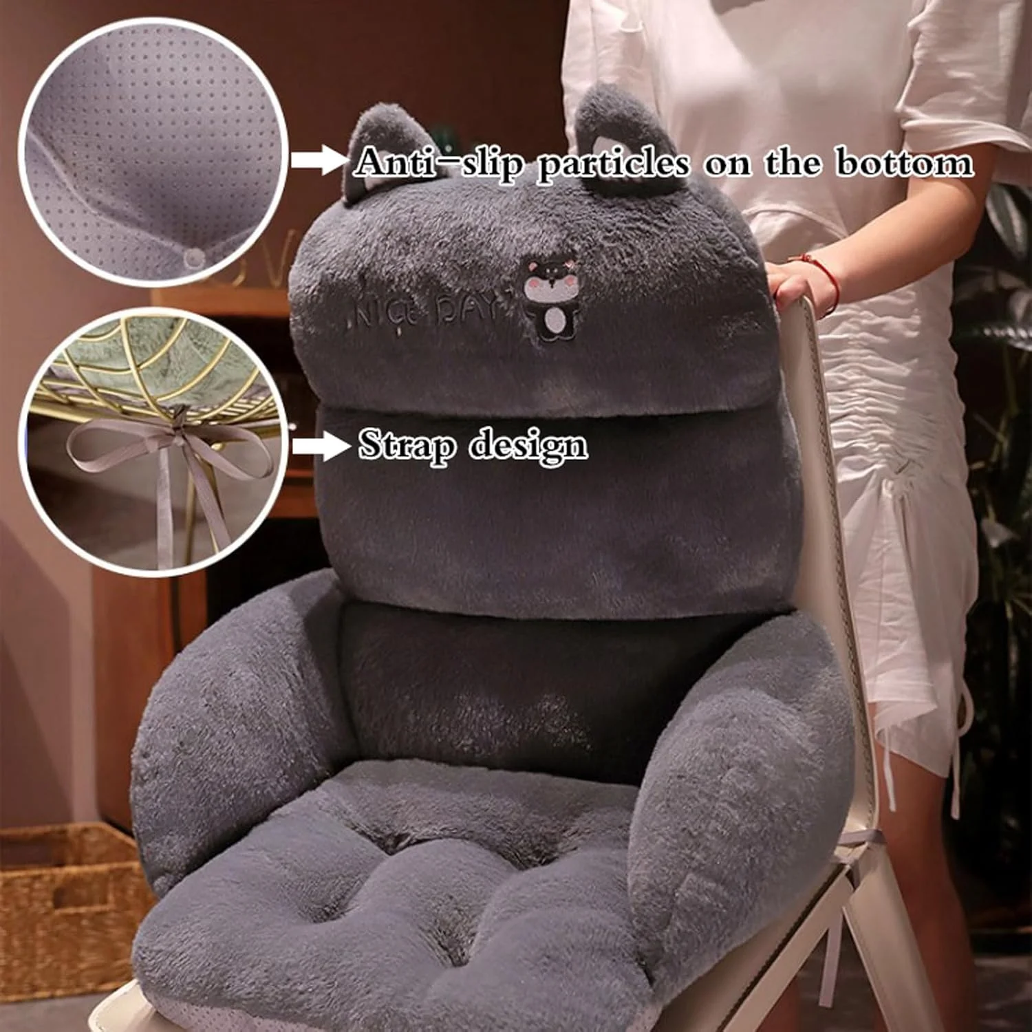 کوسن صندلی یک تکه با پشتی، کوسن های صندلی راحت و زیبا برای صندلی های اداری، کوسن صندلی با پشتی بلند برای صندلی پاسیو، با پشتیبانی کمری، برای اتاق خواب اداری و پنجره خلیجی